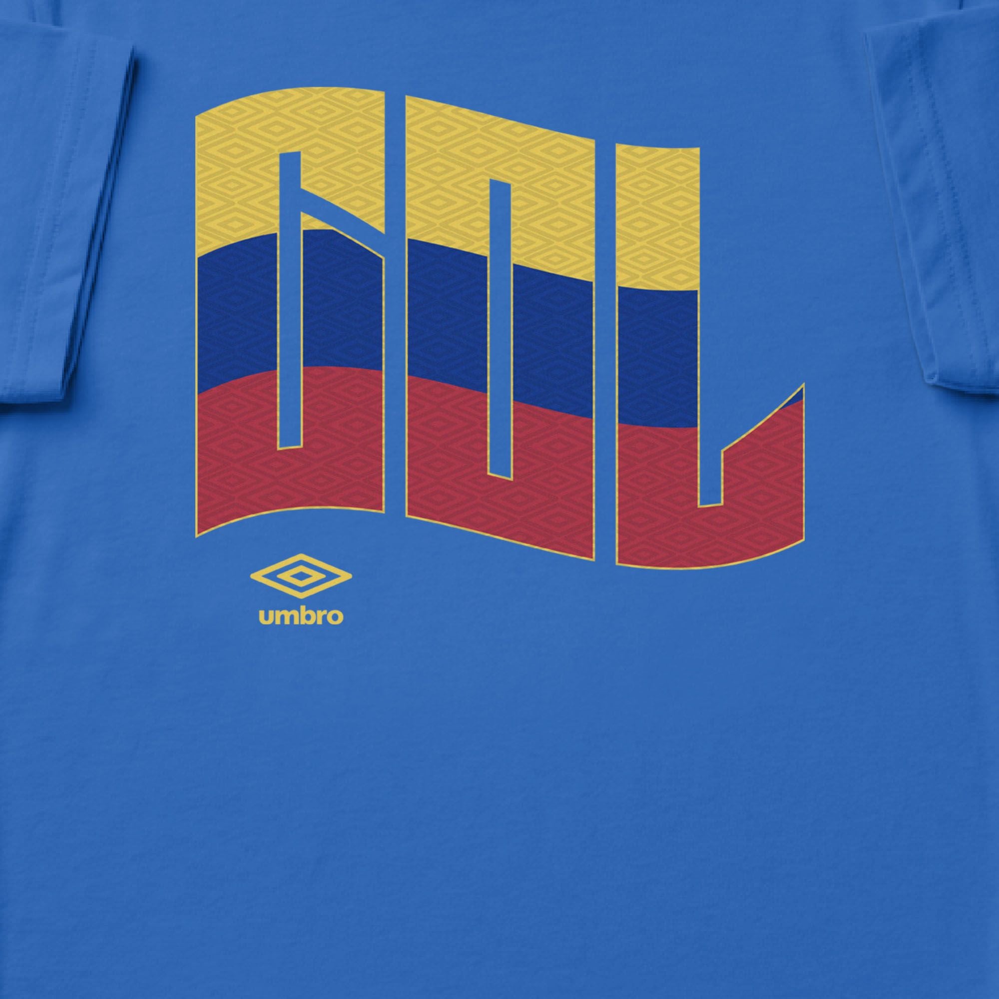 Colombia wavy graphic royal blue soccer Tshirt / Shop football team tees in soft cotton by Umbro.