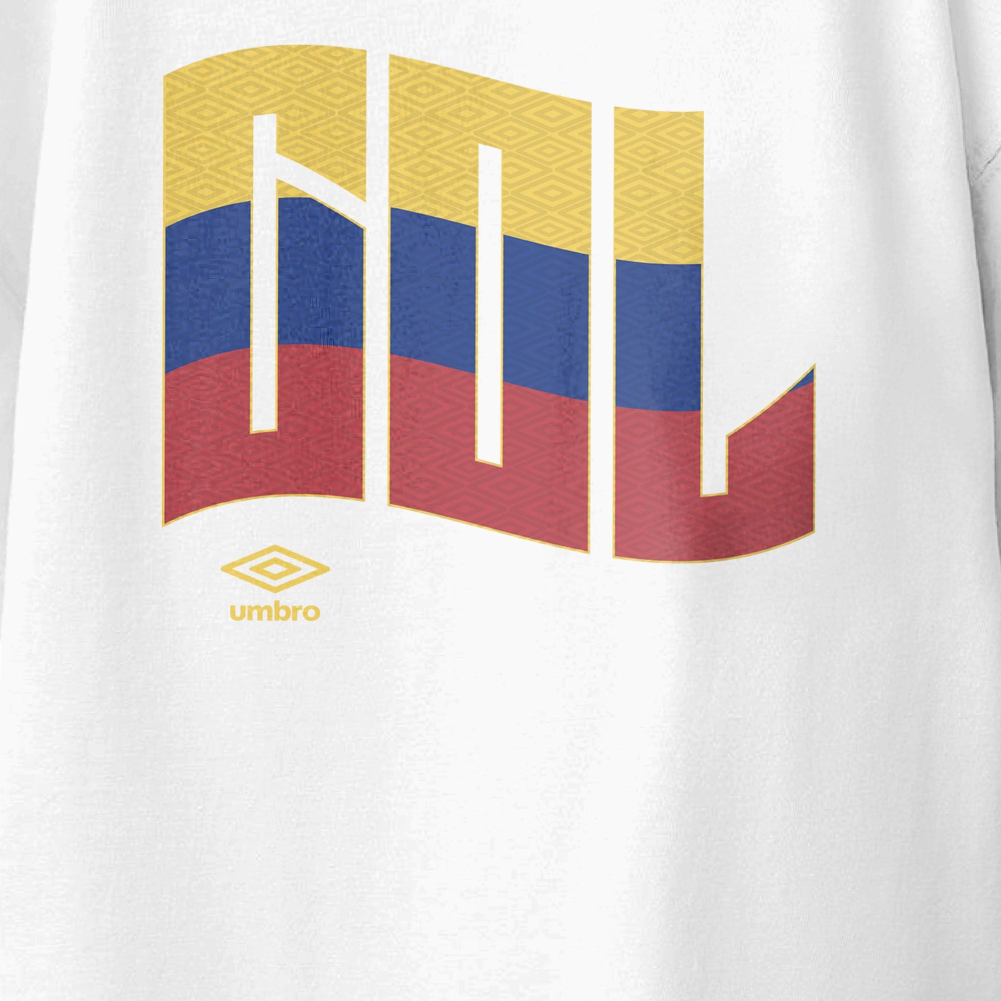 Colombia wavy graphic white soccer T-shirts / Shop football team tees in soft cotton by Umbro.