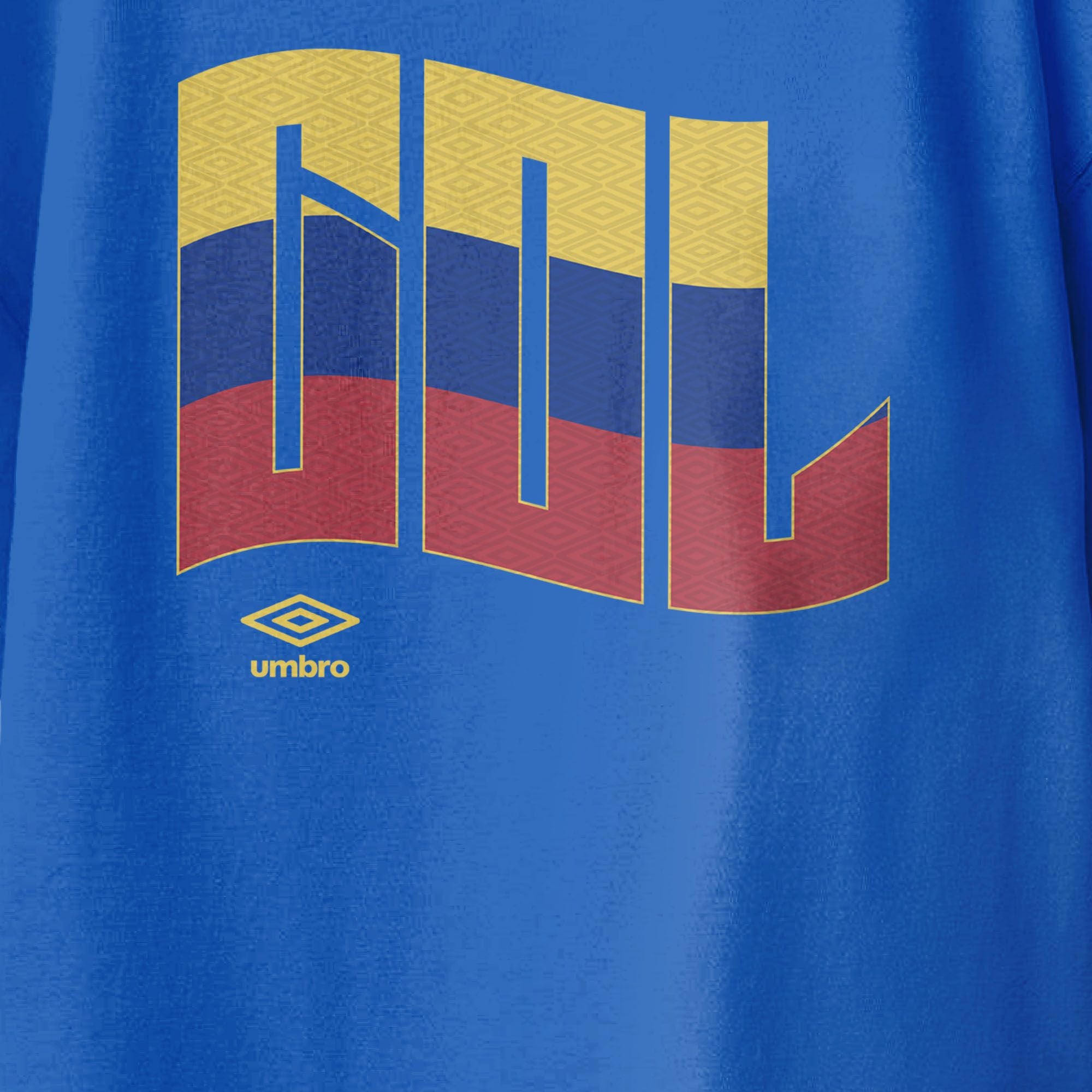 Colombia wavy graphic royal blue soccer T-shirts / Shop football team tees in soft cotton by Umbro.