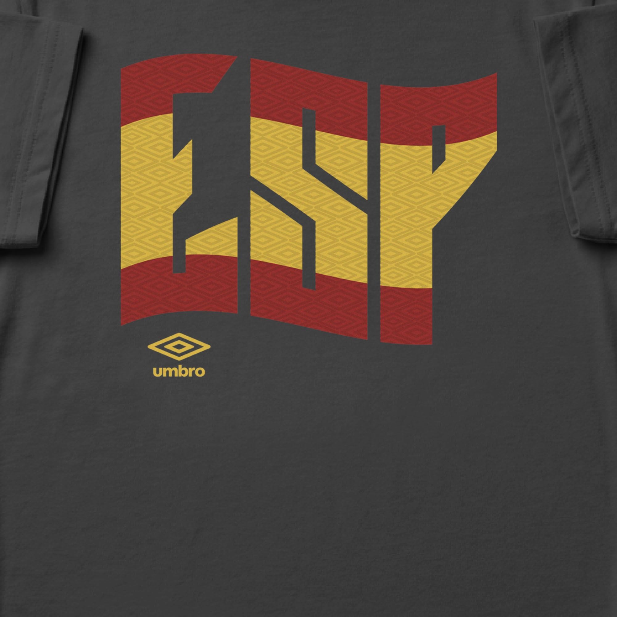 Spain wavy graphic black soccer Tshirt / Shop football team tees in soft cotton by Umbro.