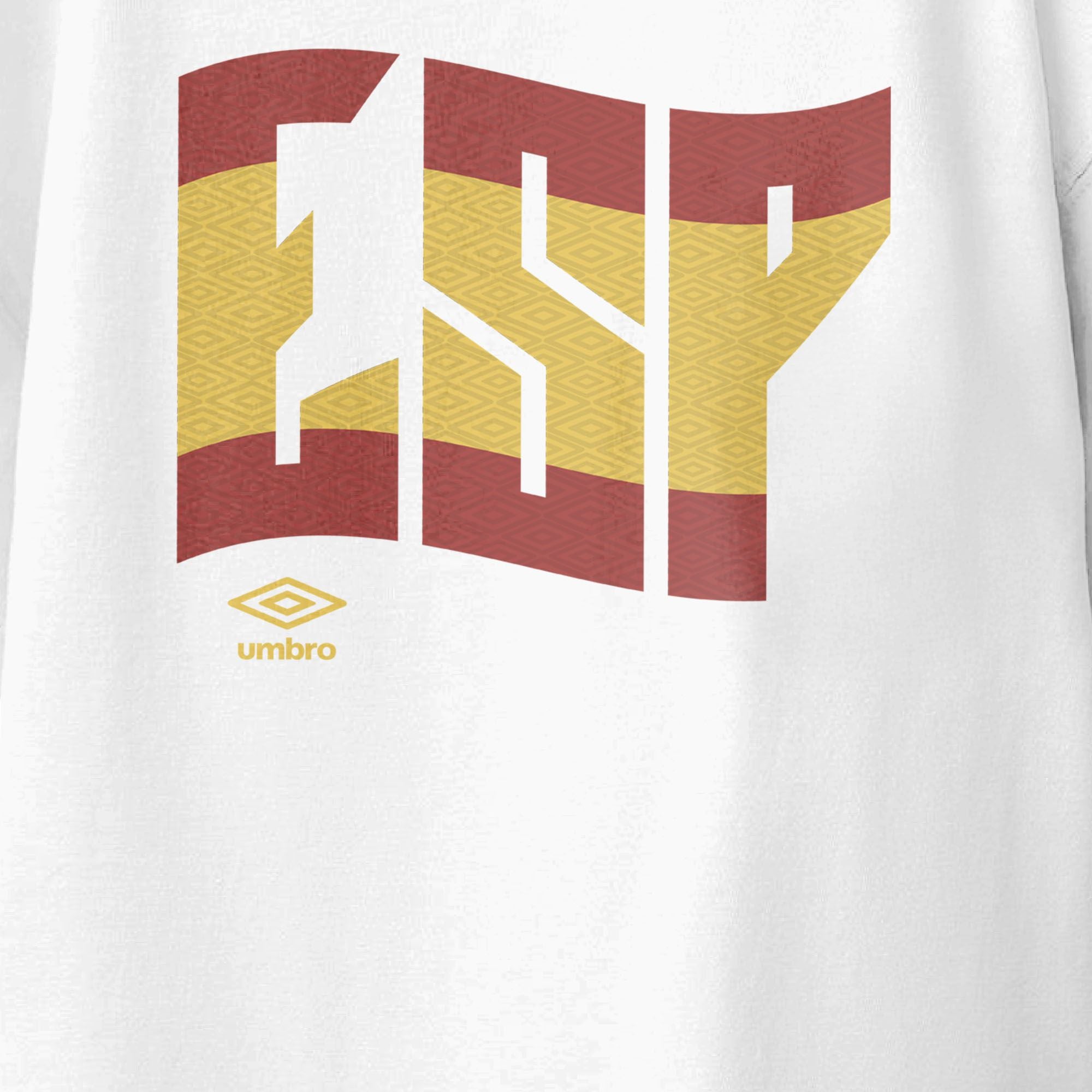 Kids’ Spain wavy graphic white soccer T-shirts / Shop football team tees in soft cotton by Umbro.