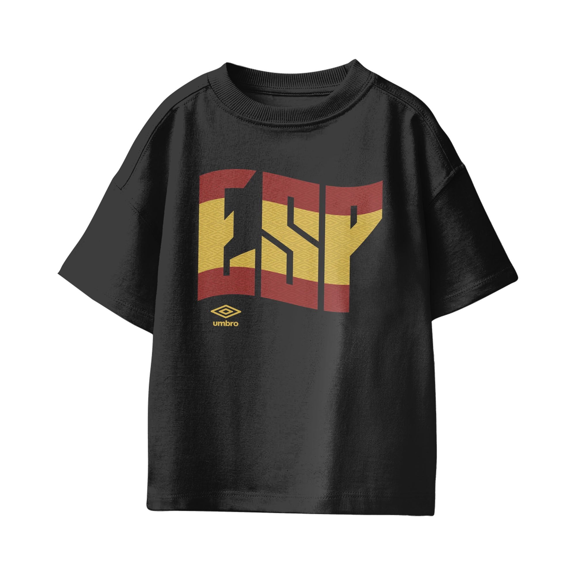 Kids’ Spain wavy graphic black soccer Tees / Shop football team t-shirts in soft cotton by Umbro.