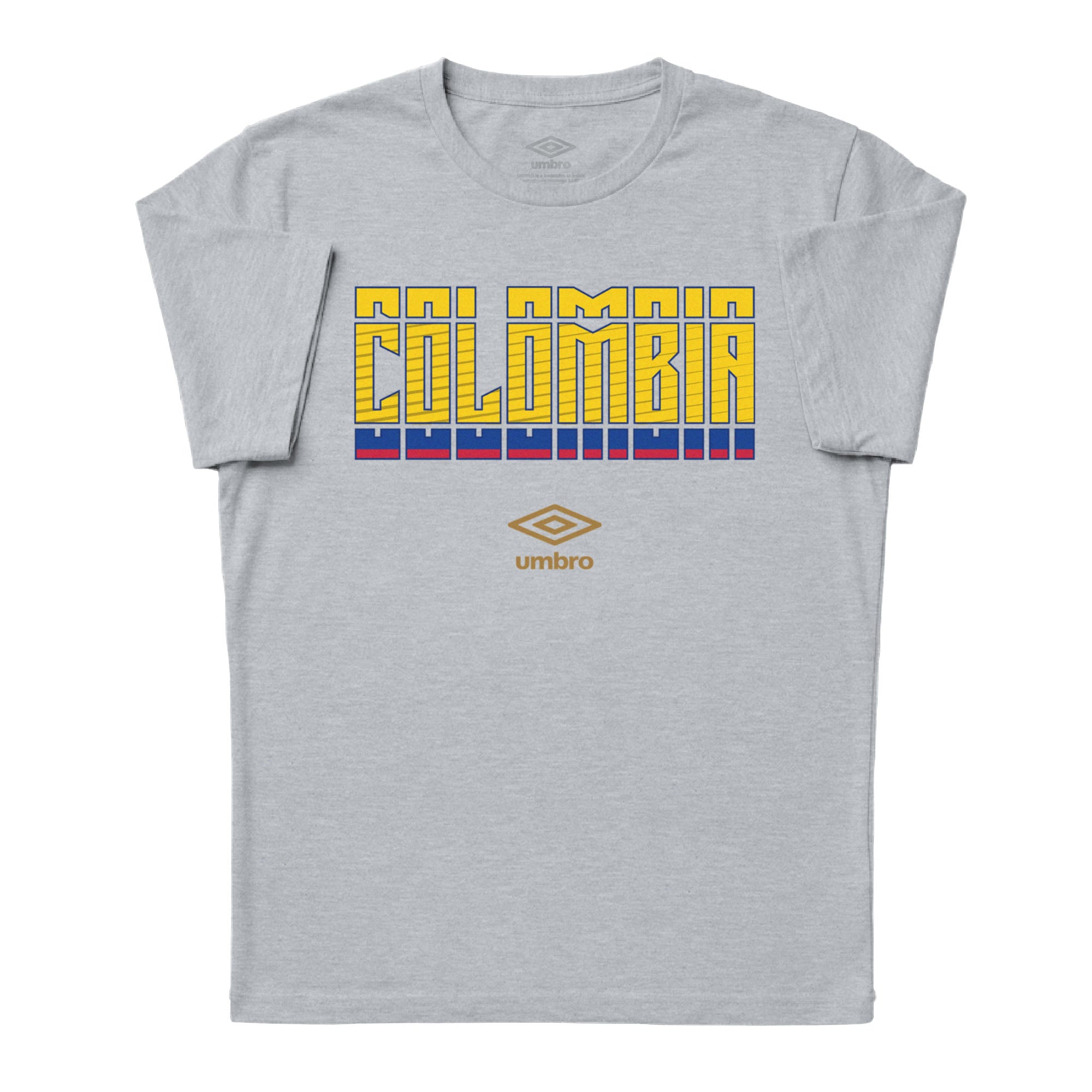 Colombia Stacked grey soccer tee in cotton with short sleeves and round neck - Shop men's graphic tee shirts by Umbro.