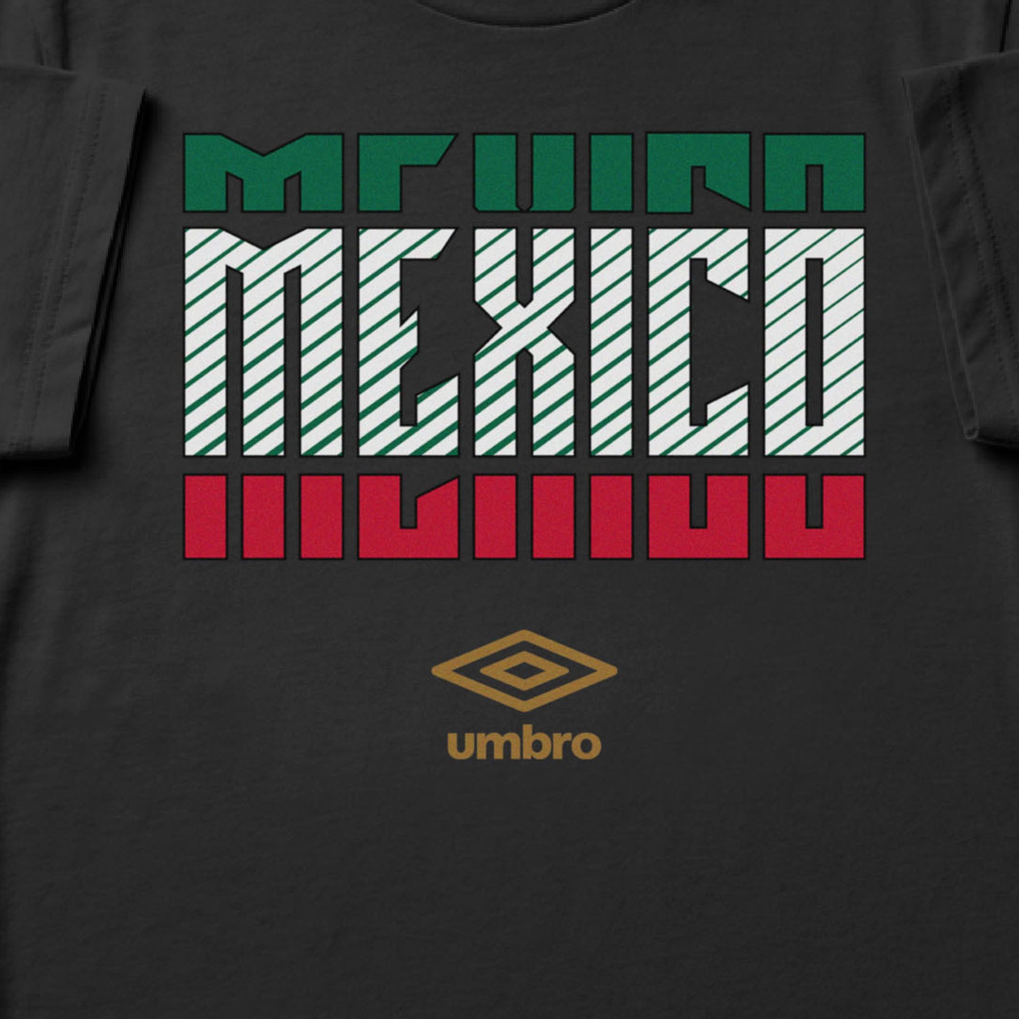 Mexico Stacked black soccer t shirt in 100% cotton with short sleeves - Shop men's graphic tees by Umbro