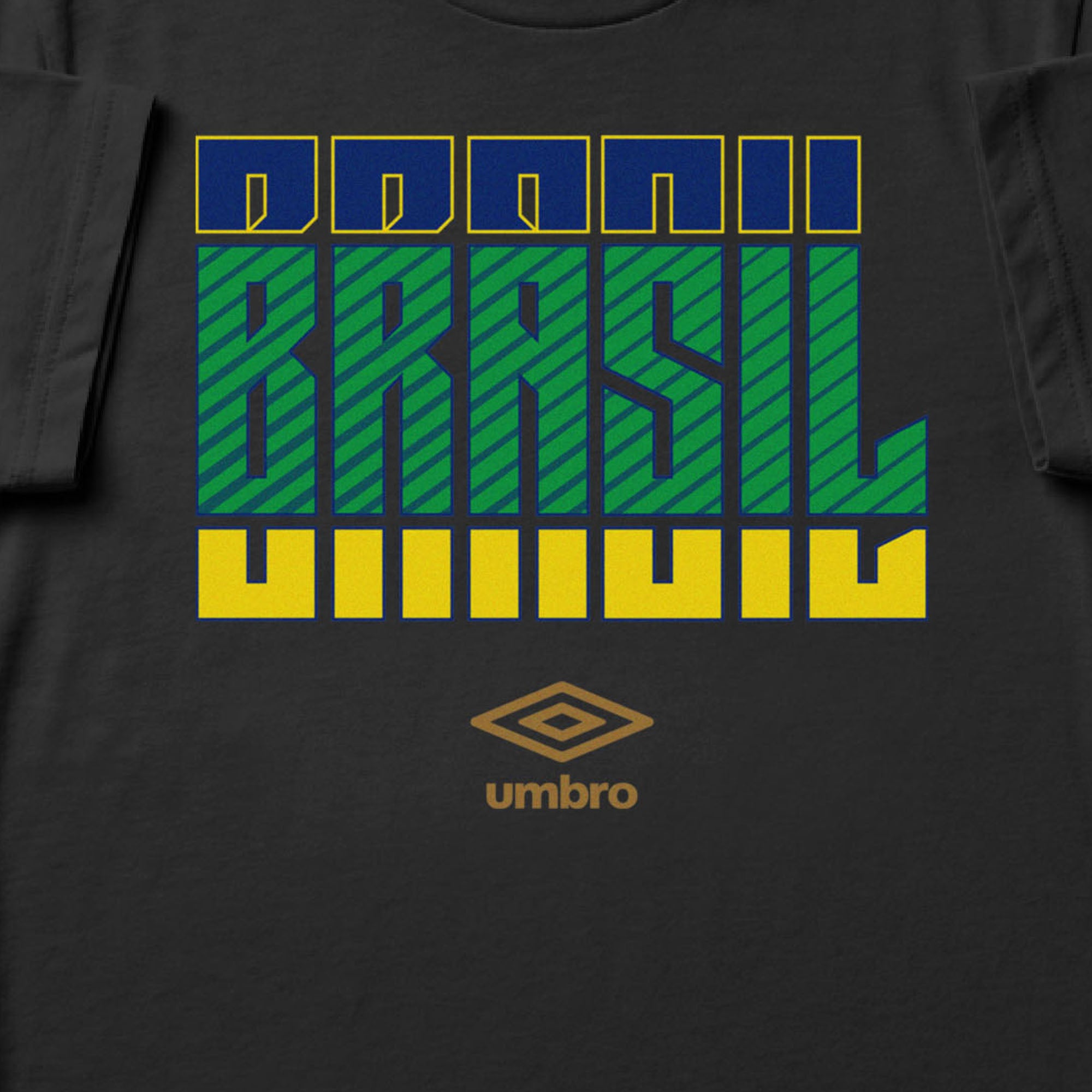 Brazil Stacked black soccer t shirt in 100% cotton with short sleeves - Shop men's graphic tee shirts by Umbro
