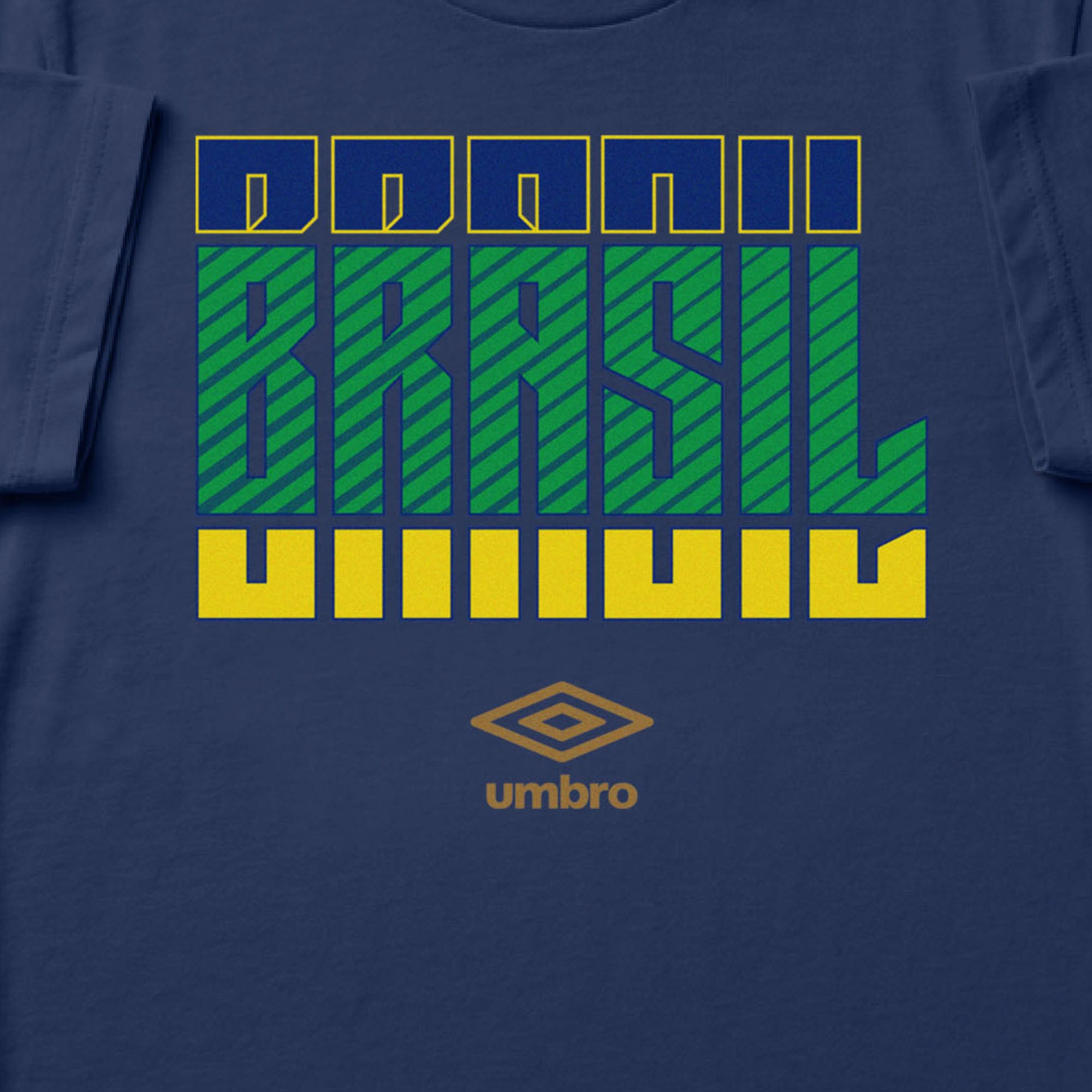Brazil Stacked navy blue soccer t shirt in 100% cotton with short sleeves - Shop men's graphic tee shirts by Umbro