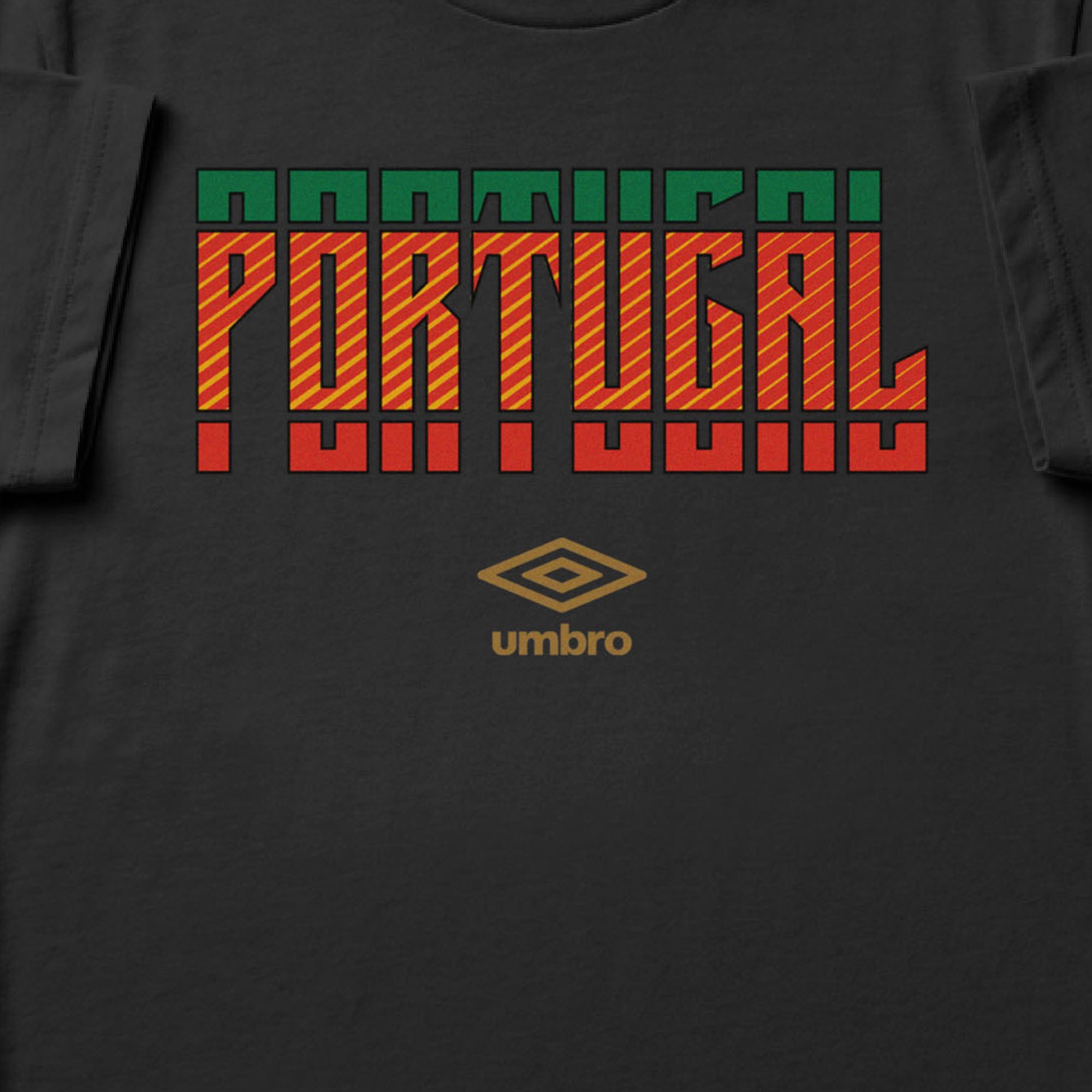 Portugal Stacked black soccer t shirt in 100% cotton with short sleeves - Shop men's graphic tees by Umbro.