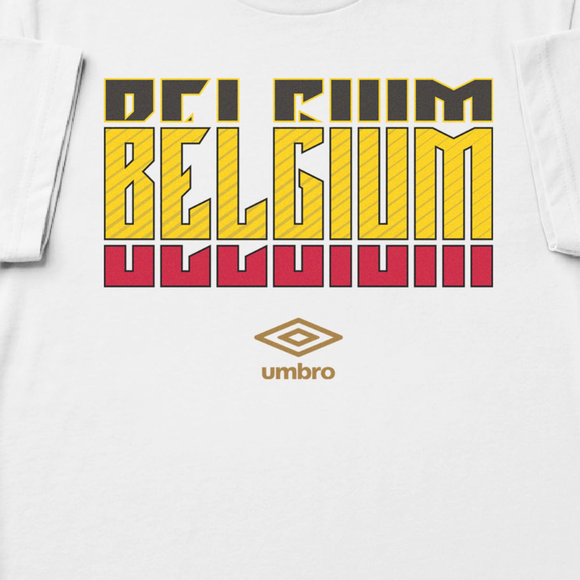 Belgium Stacked white soccer tee in 100% cotton with short sleeves - Shop men's graphic tee shirts by Umbro