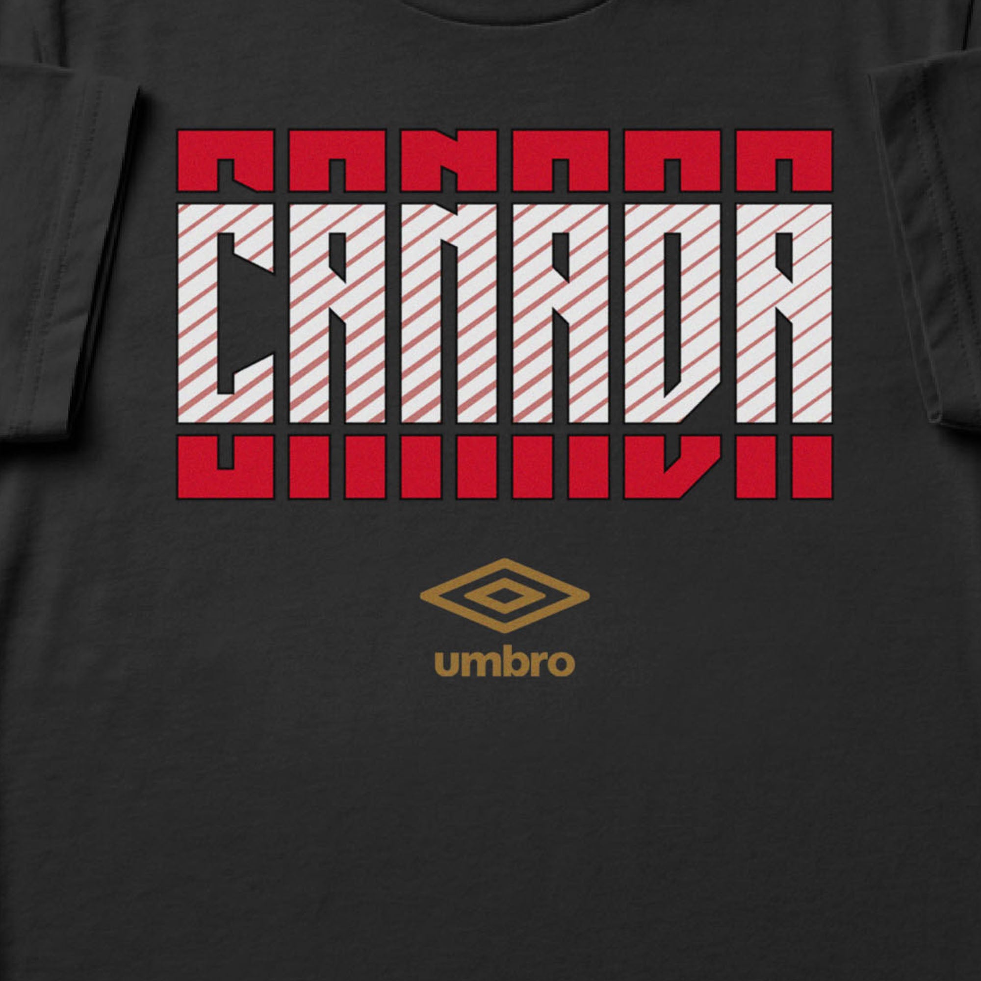 Canada Stacked black soccer t shirt in 100% cotton with short sleeves - Shop men's graphic tee shirts by Umbro