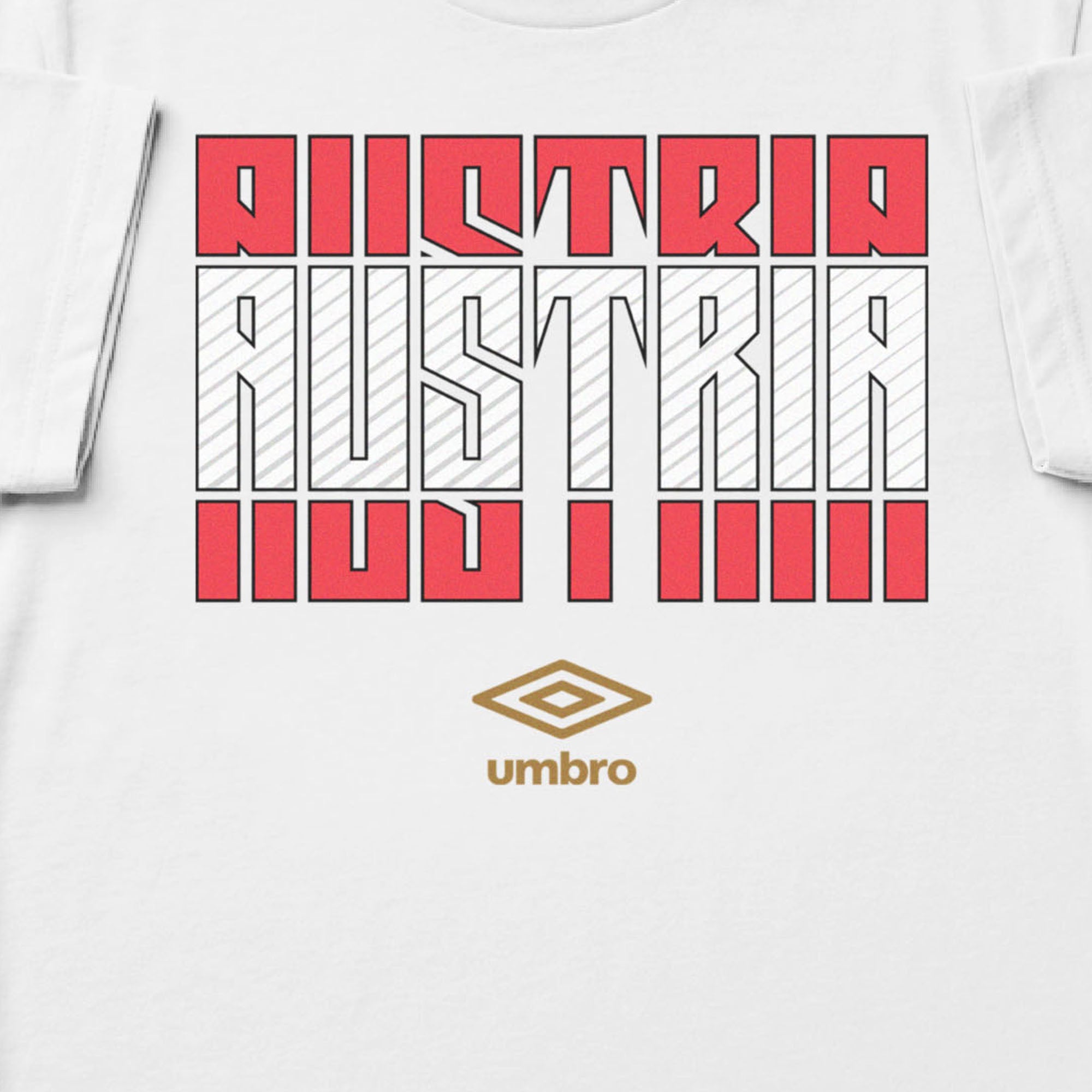 Austria Stacked white soccer tee in 100% cotton with short sleeves - Shop men's graphic tee shirts by Umbro