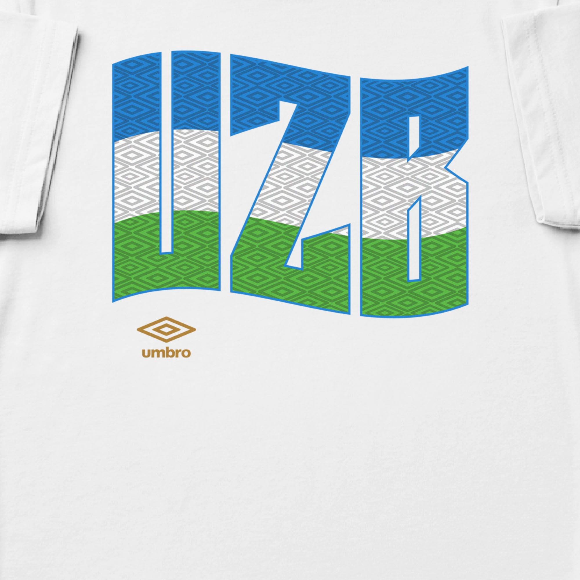Uzbekistan wavy graphic white soccer T-shirts. Shop football team tees in soft cotton by Umbro.