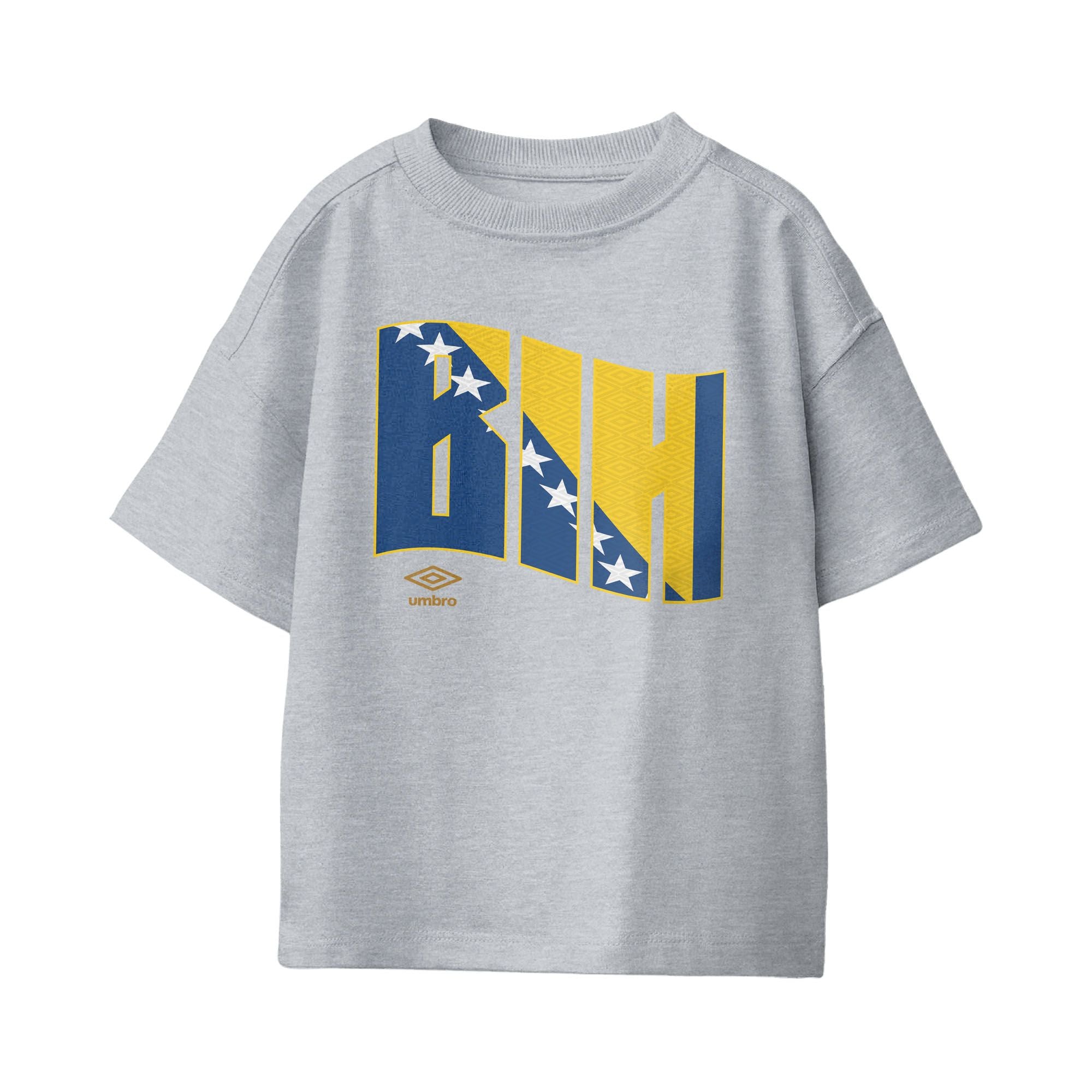 Kids’ Bosnia and Herzegovina wavy sport grey soccer tees. Shop football team t-shirts in soft cotton by Umbro.
