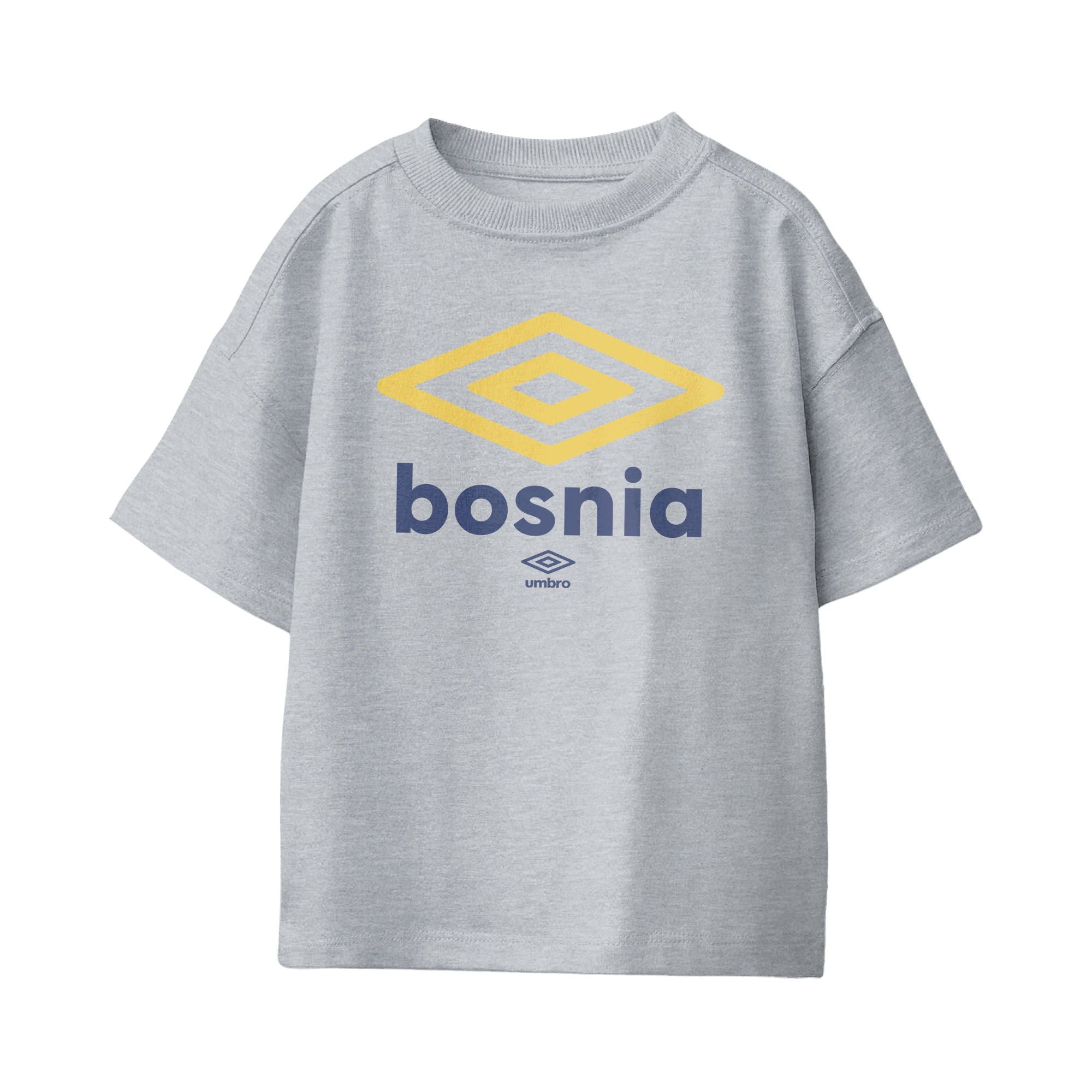 Kids’ Bosnia and Herzegovina diamond logo grey soccer Tees. Shop football team t-shirts in soft cotton by Umbro.