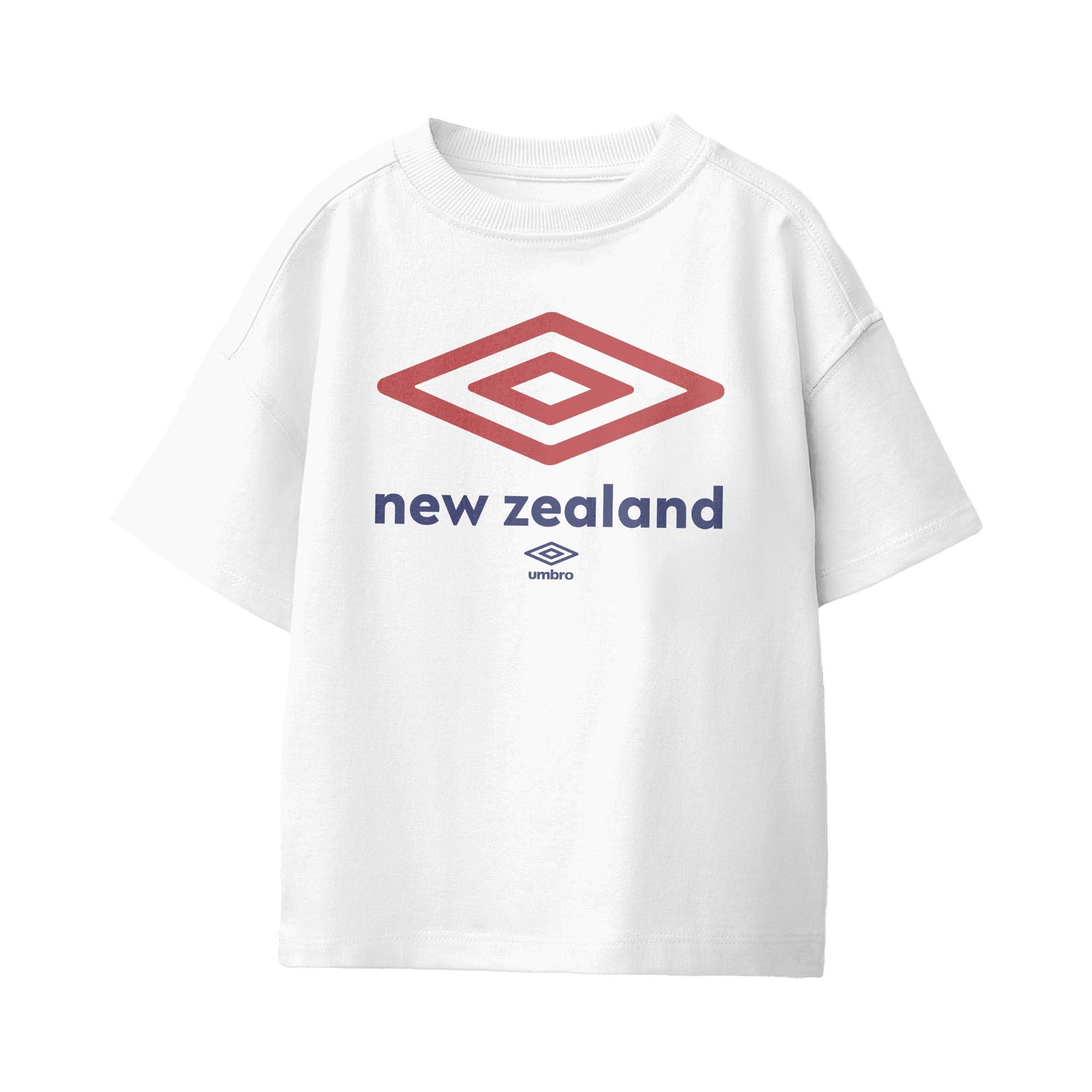 Umbro Kids White New Zealand Diamond Logo T-Shirt 100% cotton. Shop kids logo tees by Umbro.
