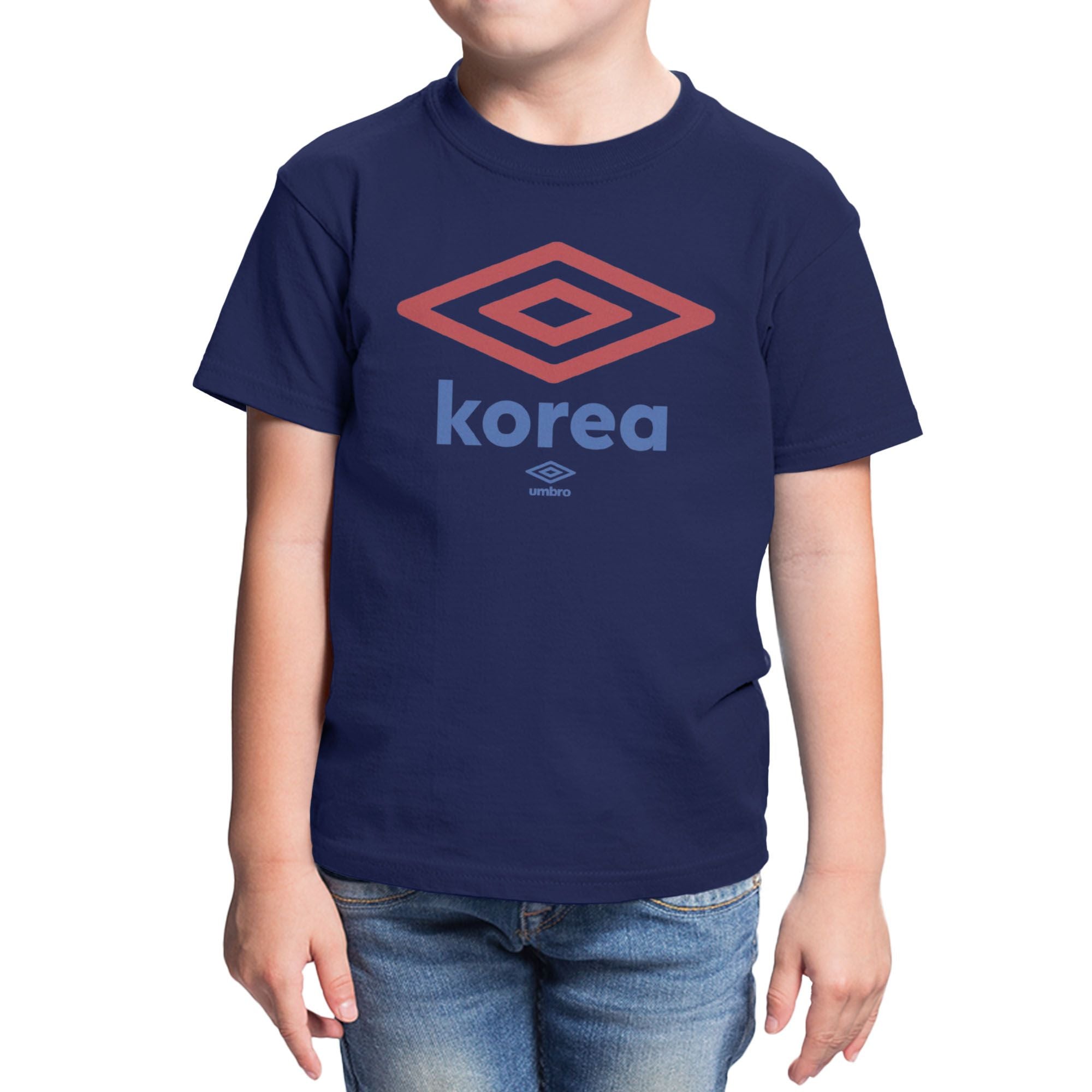 Umbro Kids Navy Korea Diamond Logo T-Shirt 100% cotton. Shop kids logo tees by Umbro.