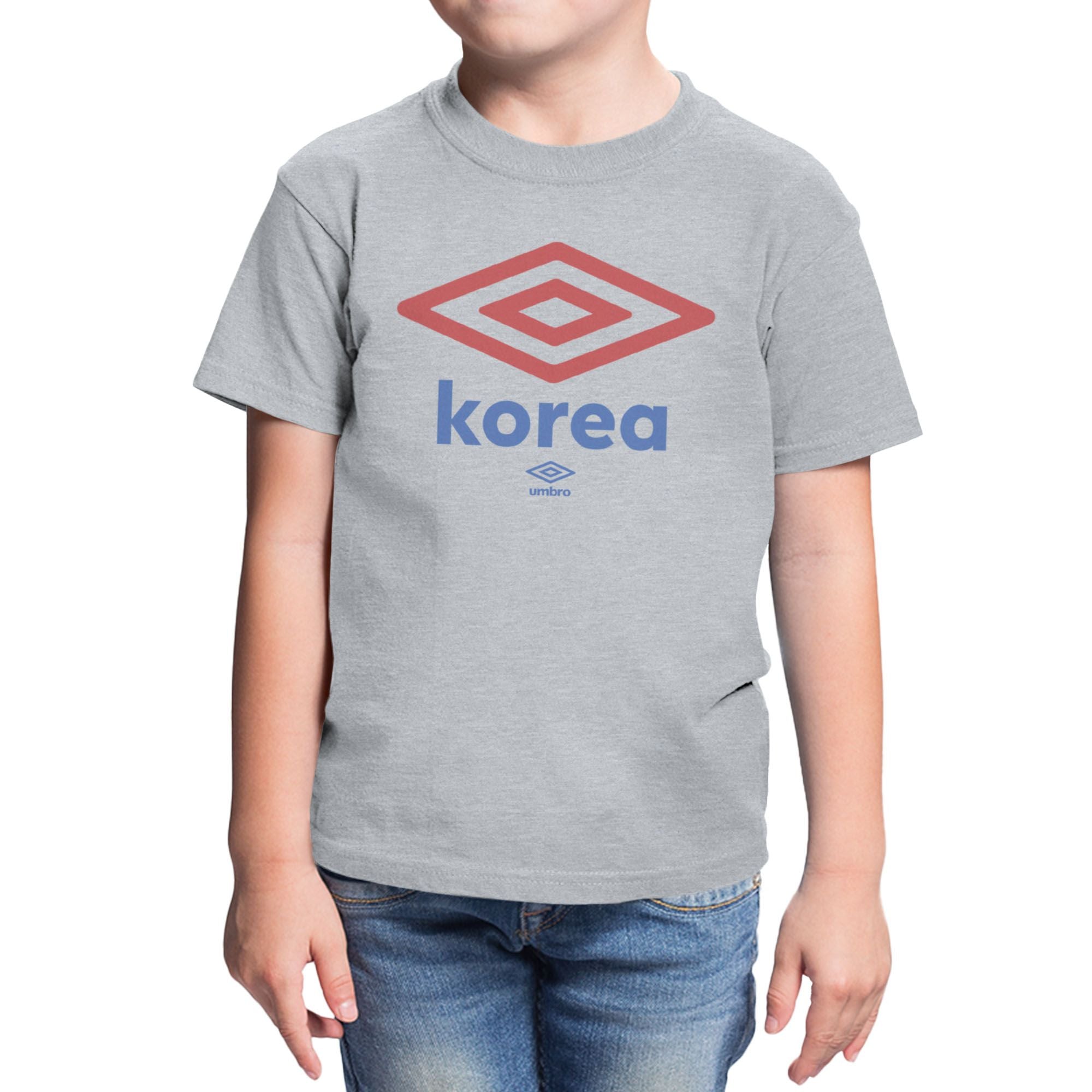 Umbro Kids Sport Grey Korea Diamond Logo T-Shirt, 100% cotton. Shop kids logo tees by Umbro.