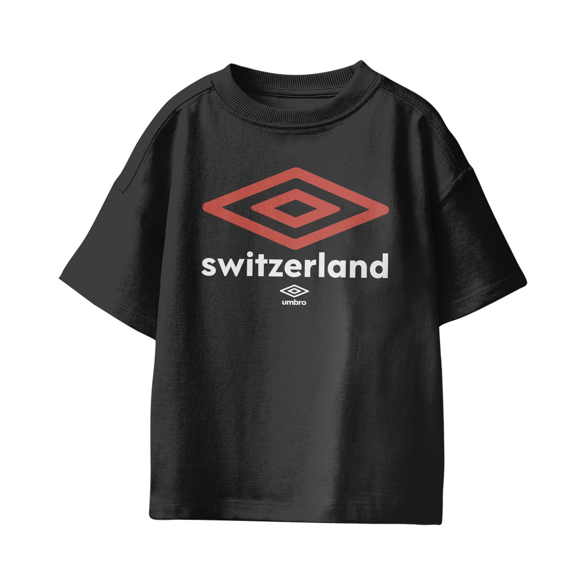 Kids’ Switzerland diamond logo black soccer Tees / Shop football team t-shirts in soft cotton by Umbro.