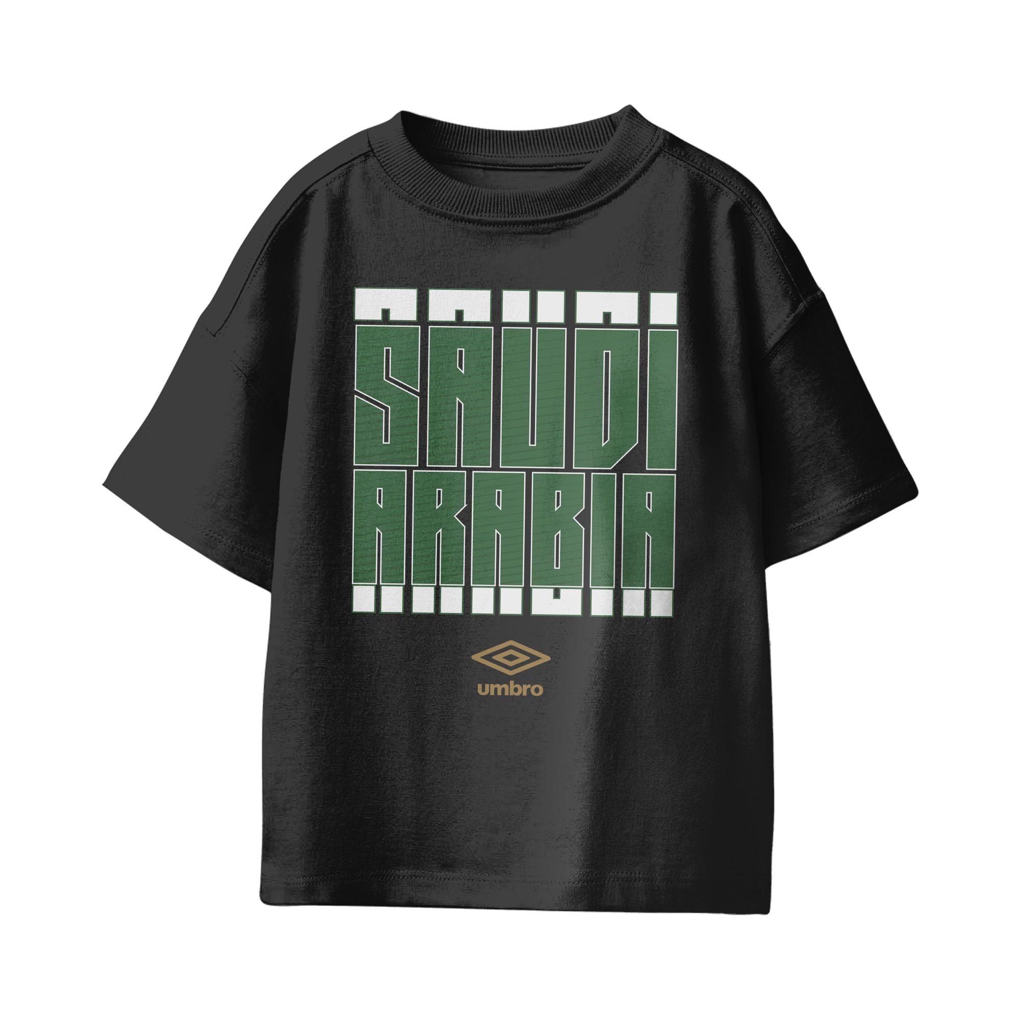 Umbro Kids Unisex Saudi Arabia Stacked Soccer T-Shirt Black