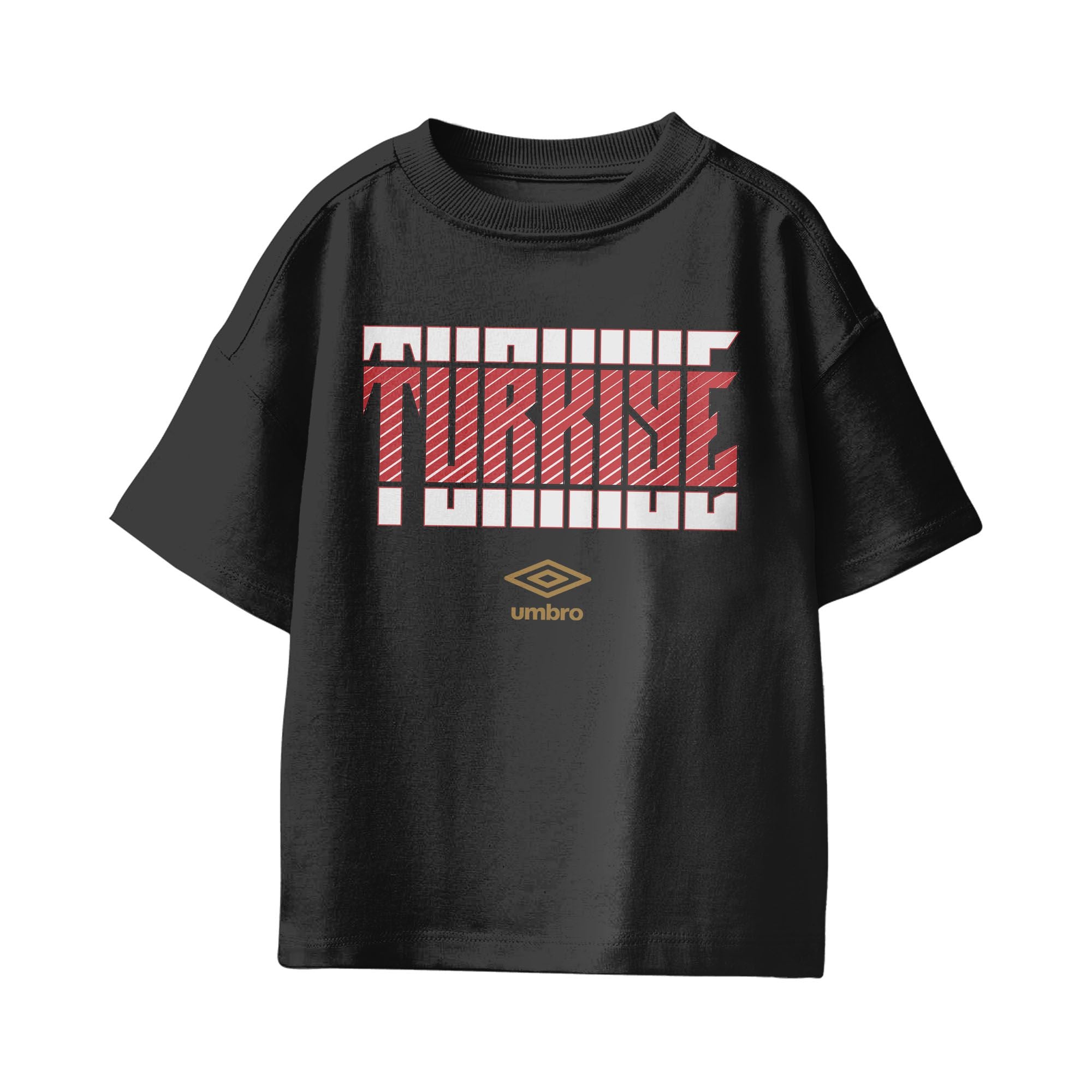 Umbro Kids Unisex Turkey Stacked Soccer T-Shirt Black