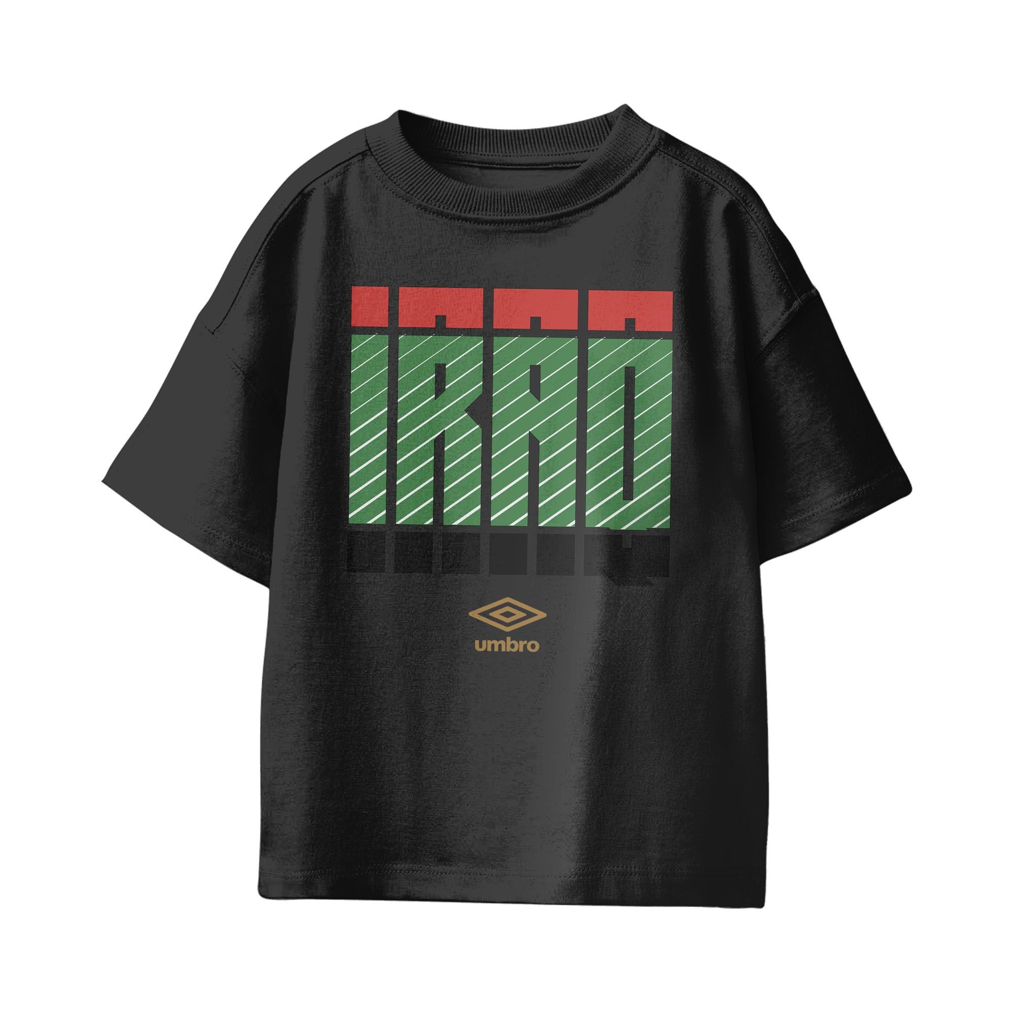 Umbro Kids Unisex Iraq Stacked Soccer T-Shirt Black