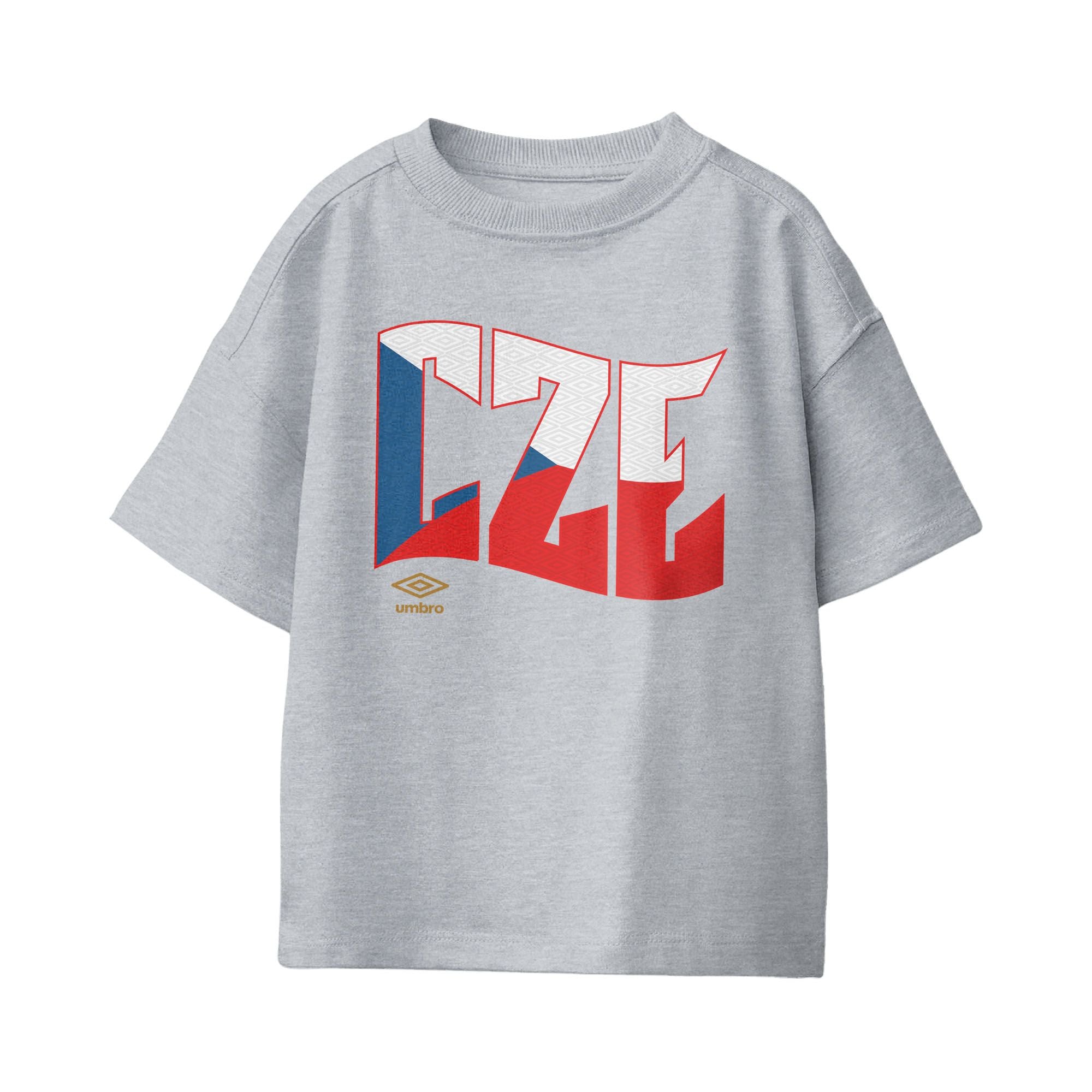 Umbro Kids Unisex Czech Republic Wavy Logo T-Shirt Sport Grey