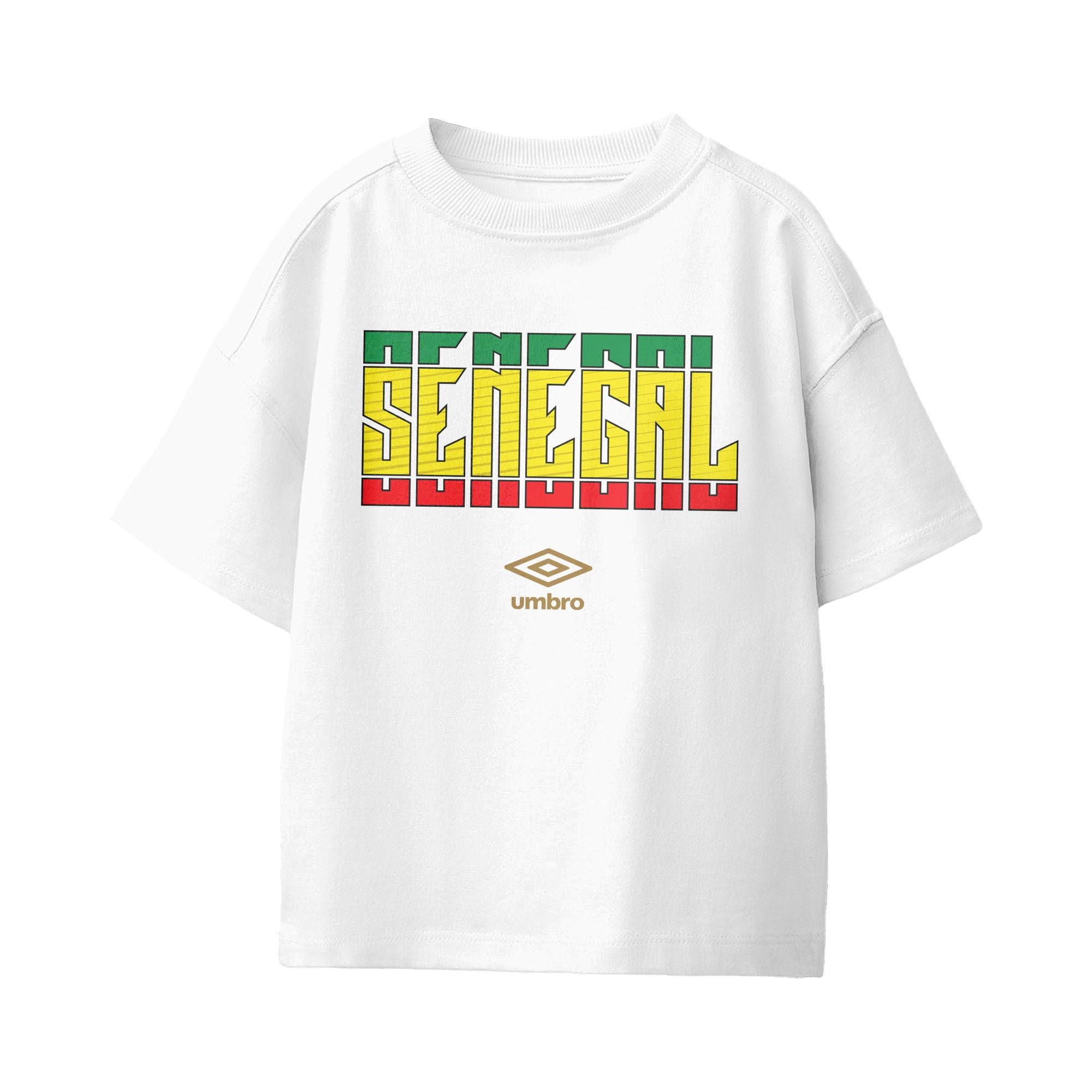 Umbro Kids Unisex Senegal Stacked Soccer T-Shirt White
