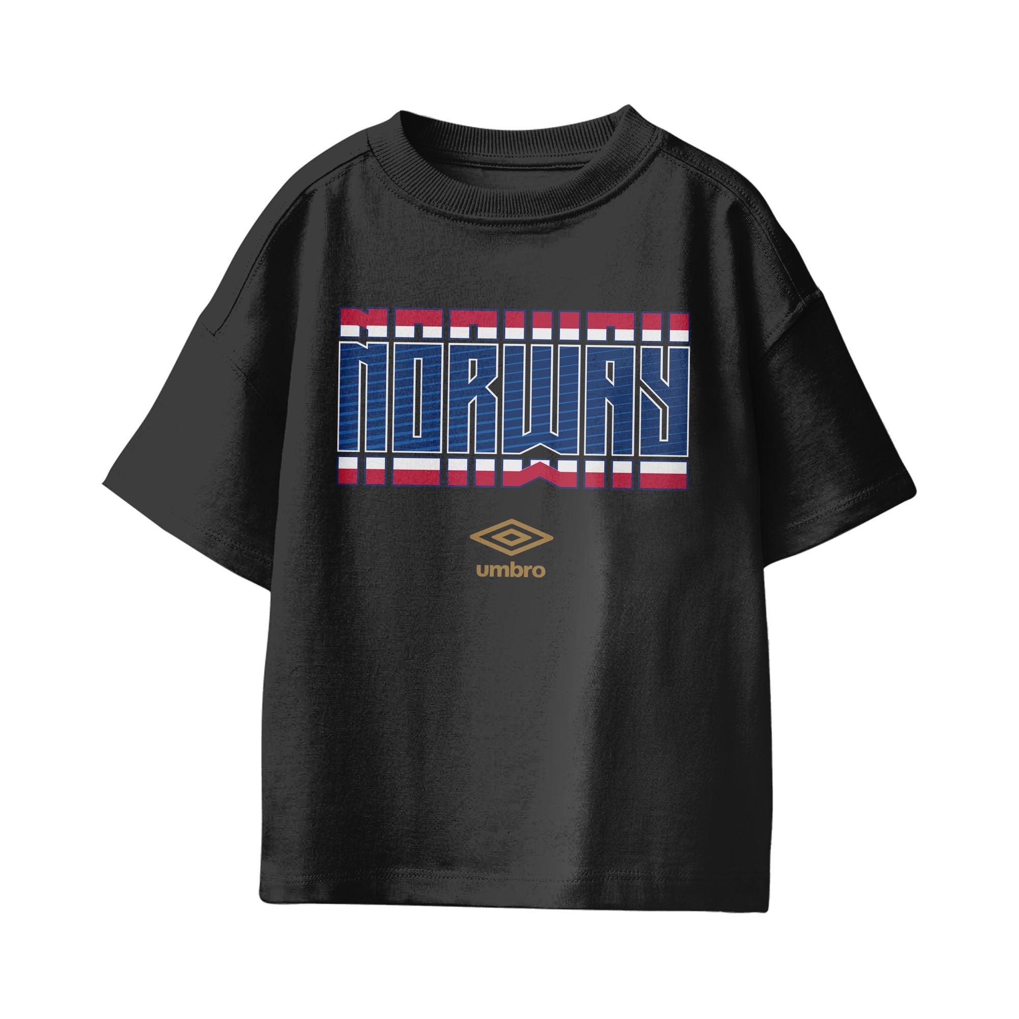 Umbro Kids Unisex Norway Stacked Soccer T-Shirt Black