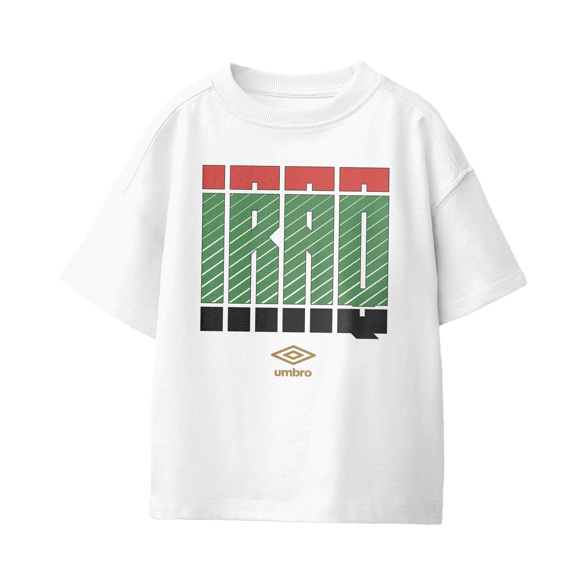 Umbro Kids Unisex Iraq Stacked Soccer T-Shirt White