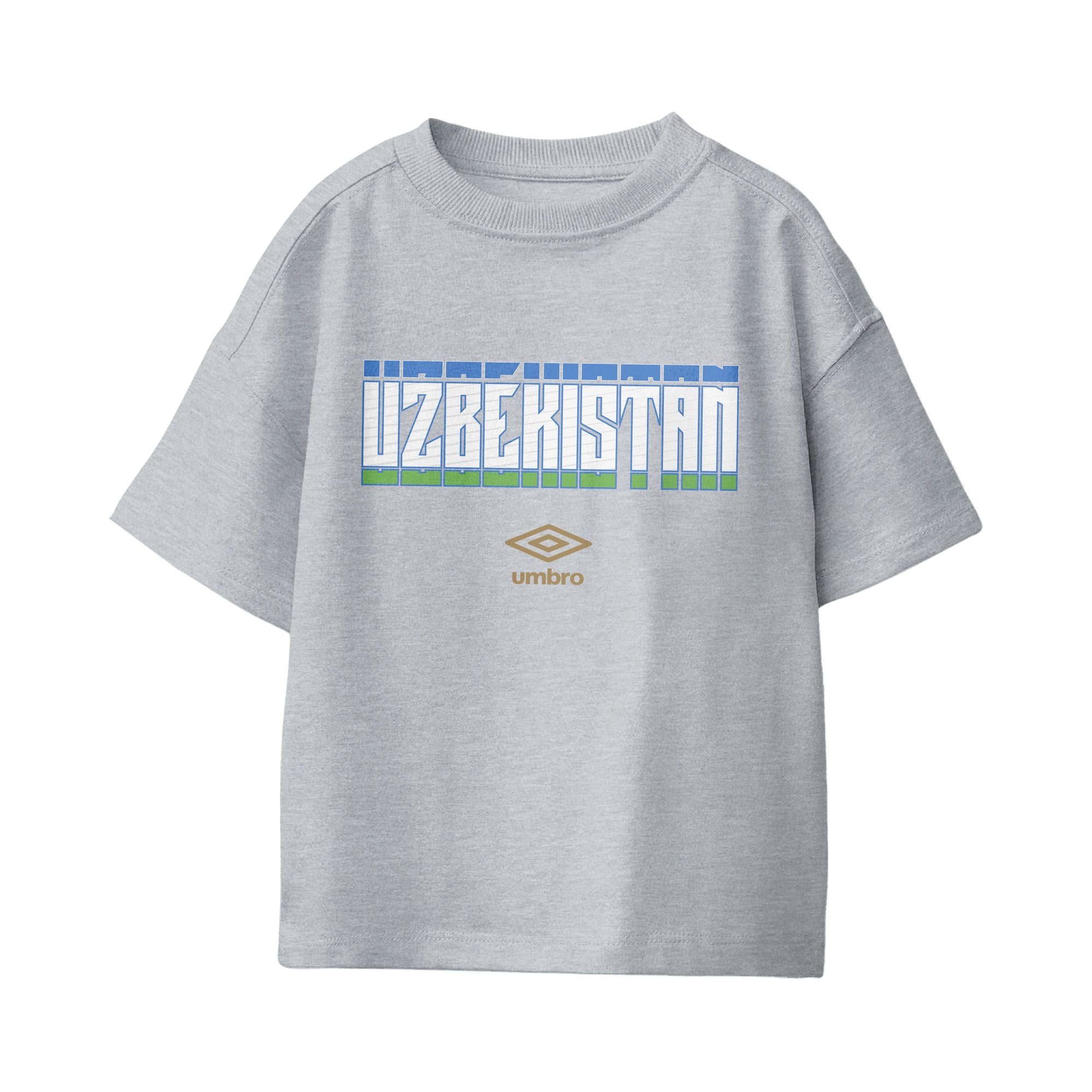 Umbro Kids Unisex Uzbekistan Stacked Soccer T-Shirt Sport Grey