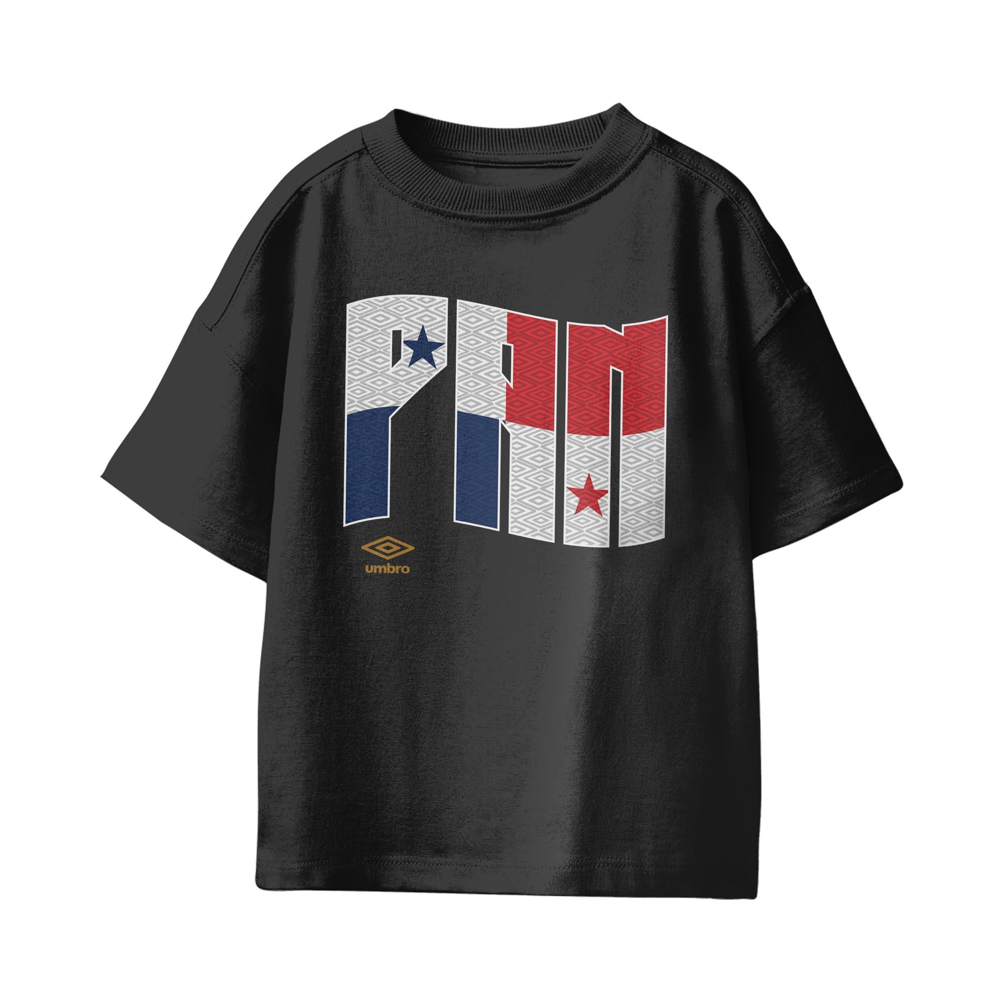 Umbro Kids Unisex Panama Wavy Logo T-Shirt Black
