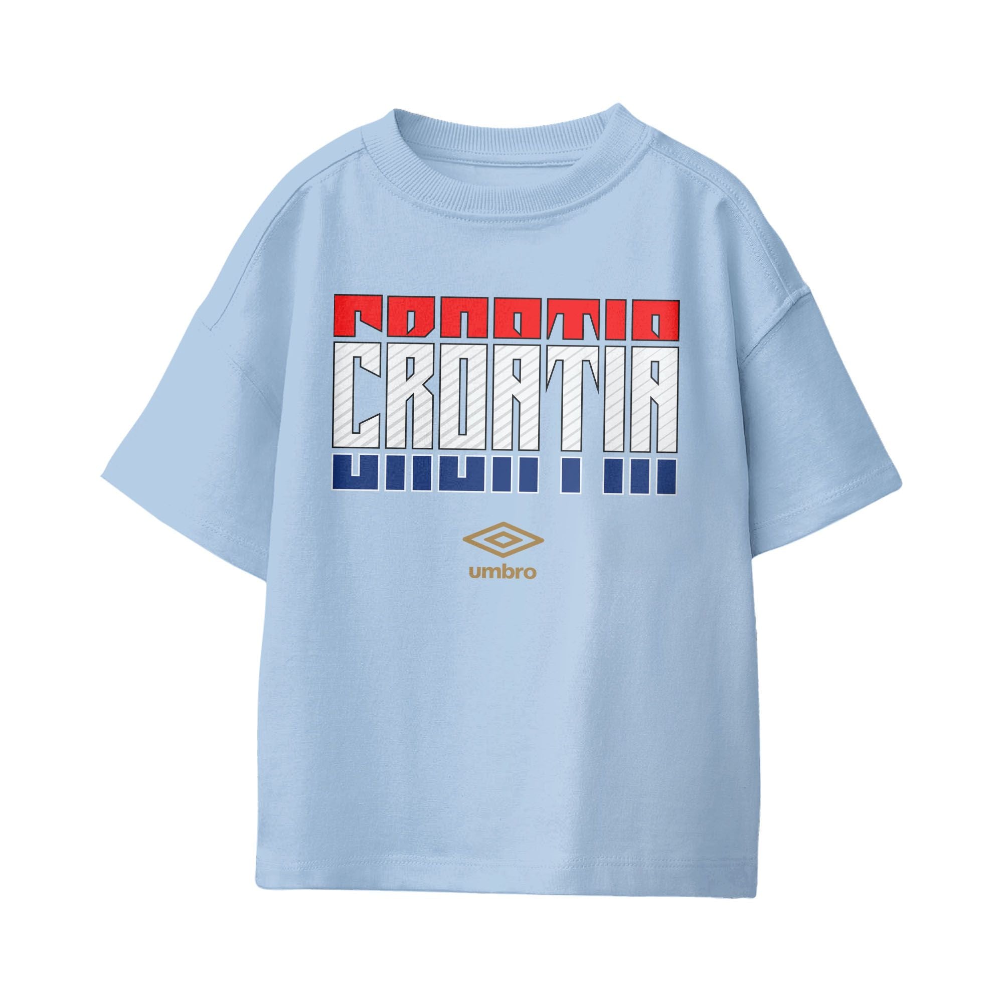 Umbro Kids Unisex Croatia Stacked Soccer T-Shirt Light Blue