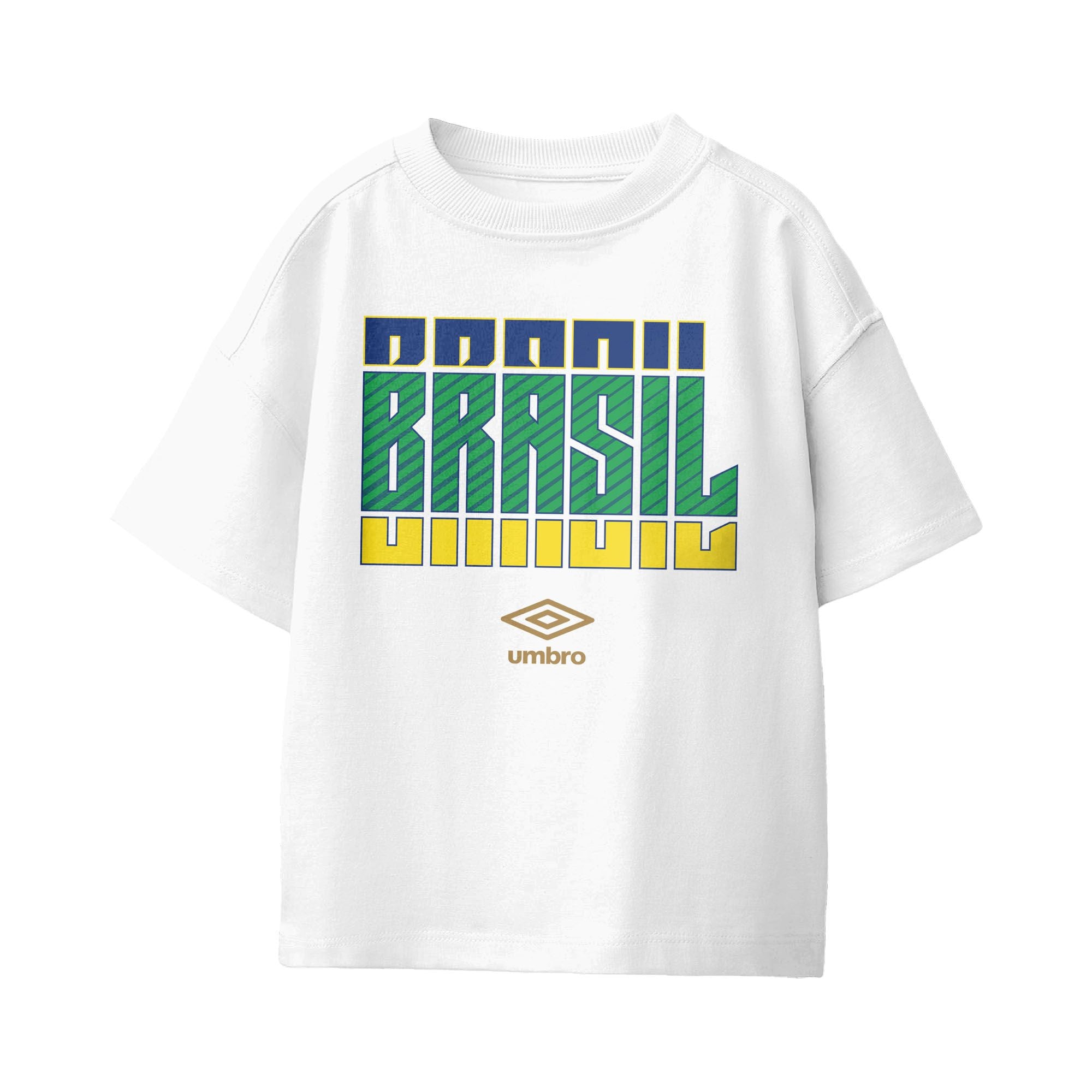 Umbro Kids Unisex Brazil Stacked Soccer T-Shirt White