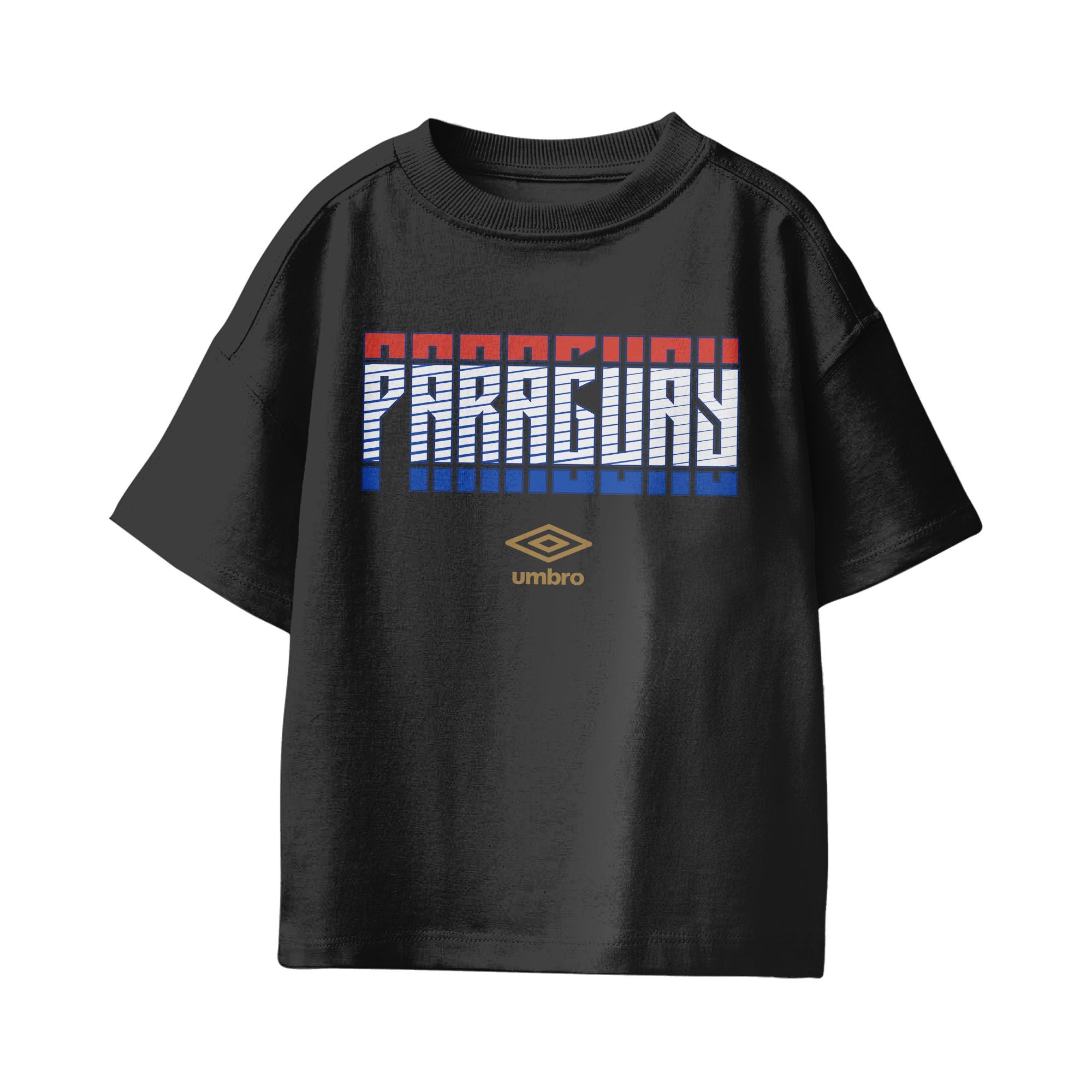 Umbro Kids Unisex Paraguay Stacked Soccer T-Shirt Black