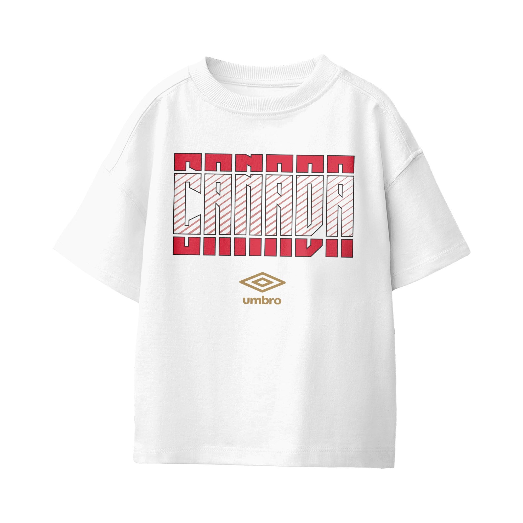 Umbro Kids Unisex Canada Stacked Soccer T-Shirt White