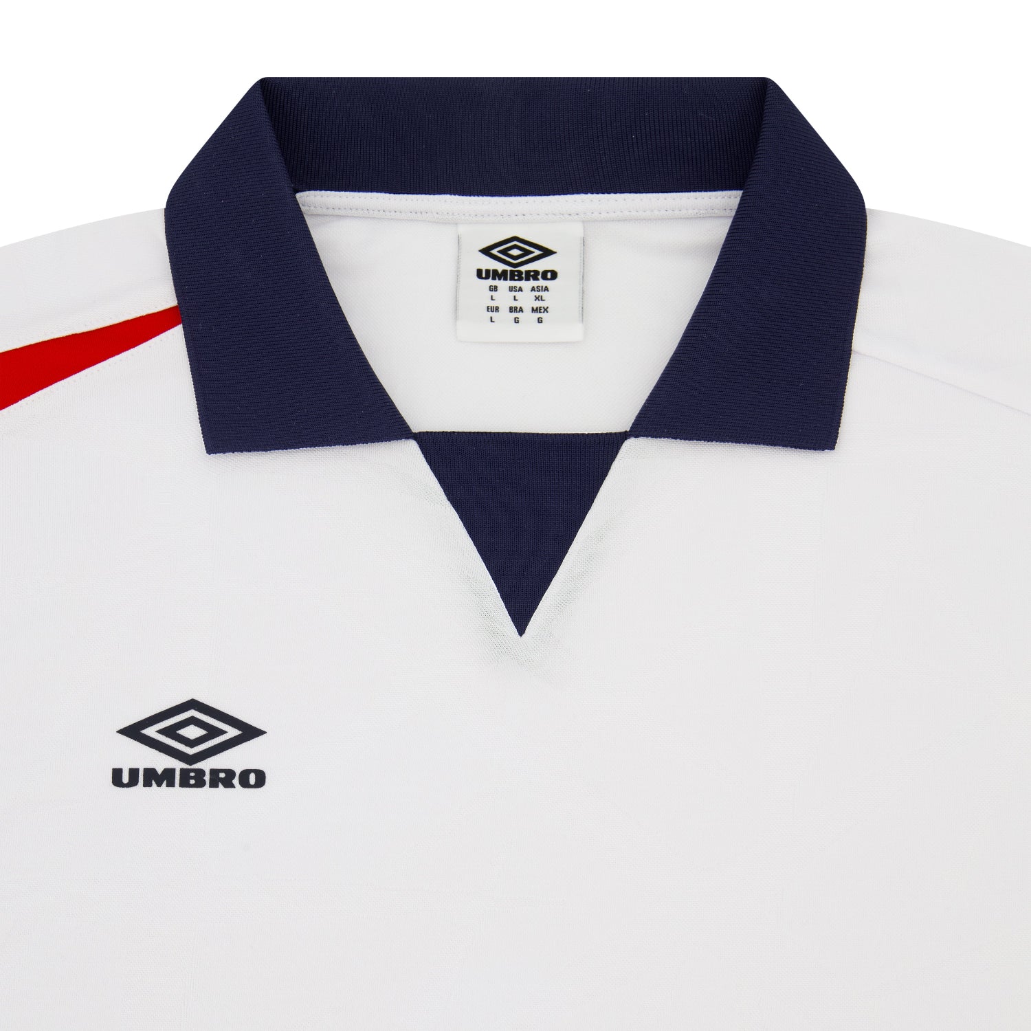 Red and white football soccer collar shirt - Shop unisex soccer shirts by Umbro