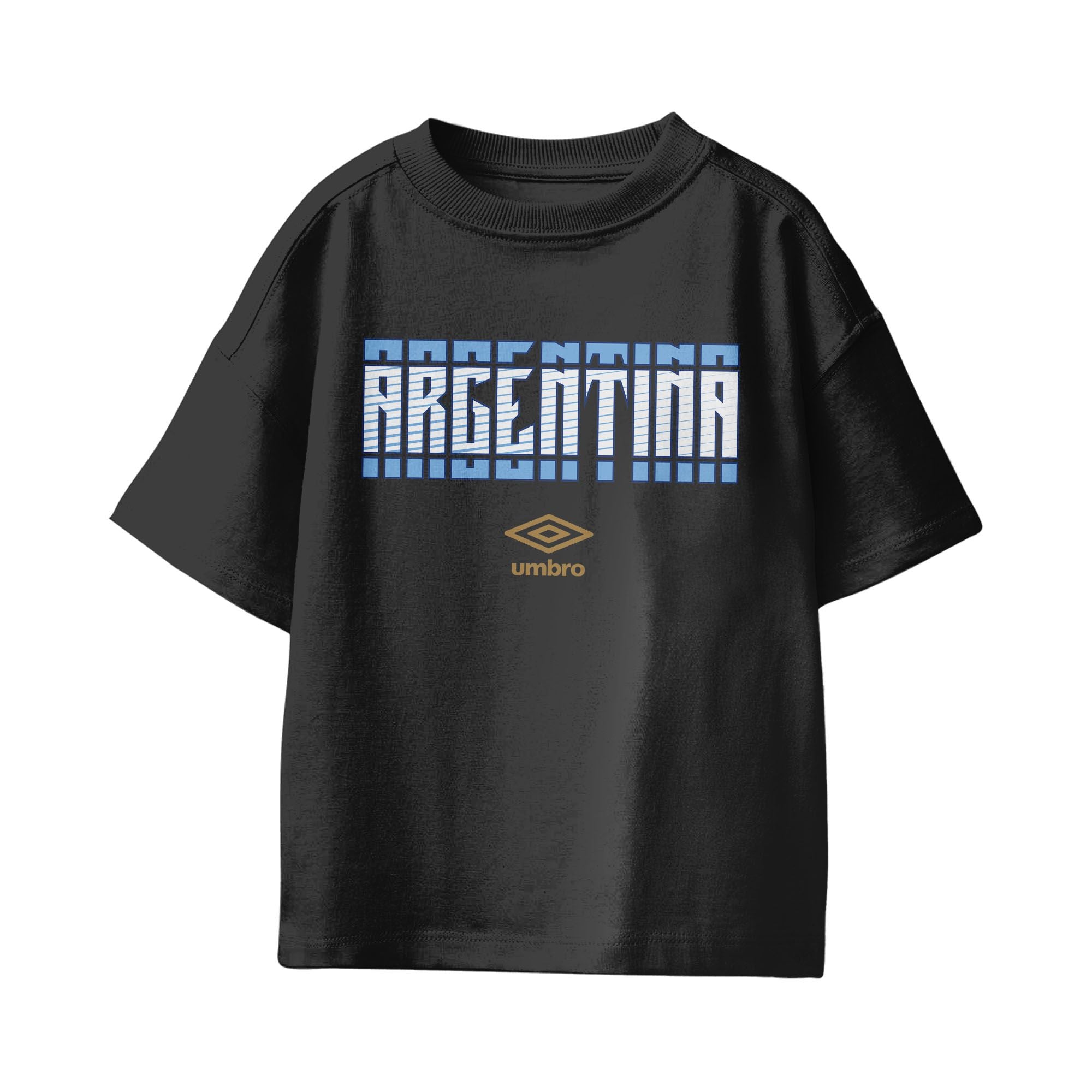 Umbro Kids Unisex Argentina Stacked Soccer T-Shirt Black