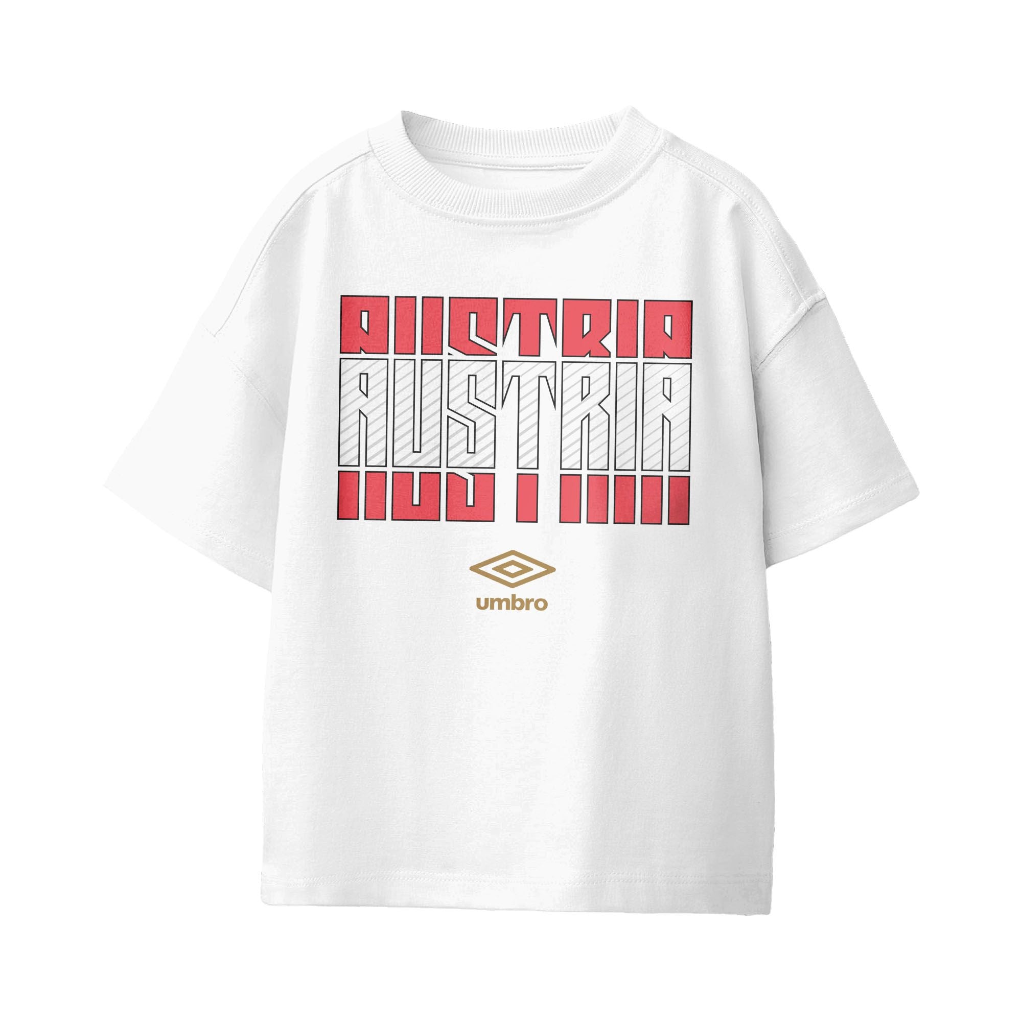 Umbro Kids Unisex Austria Stacked Soccer T-Shirt White