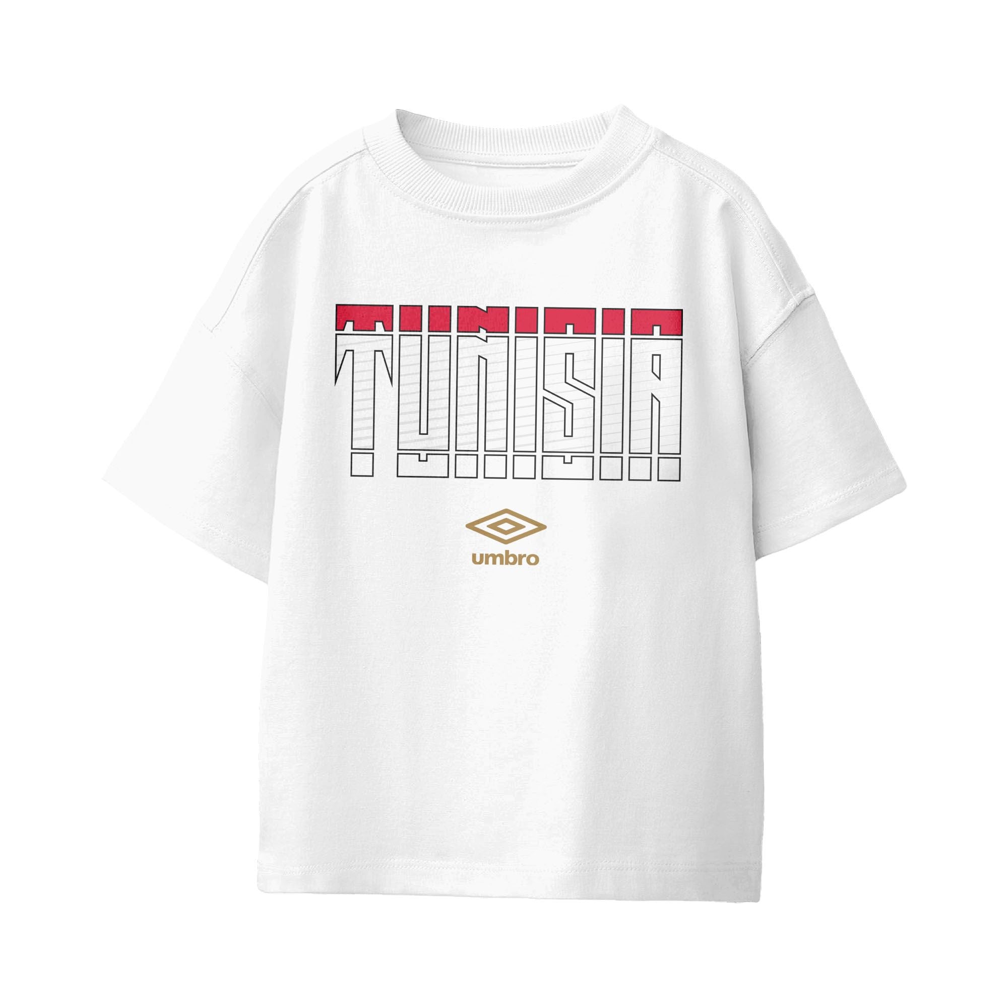 Umbro Kids Unisex Tunisia Stacked Soccer T-Shirt White