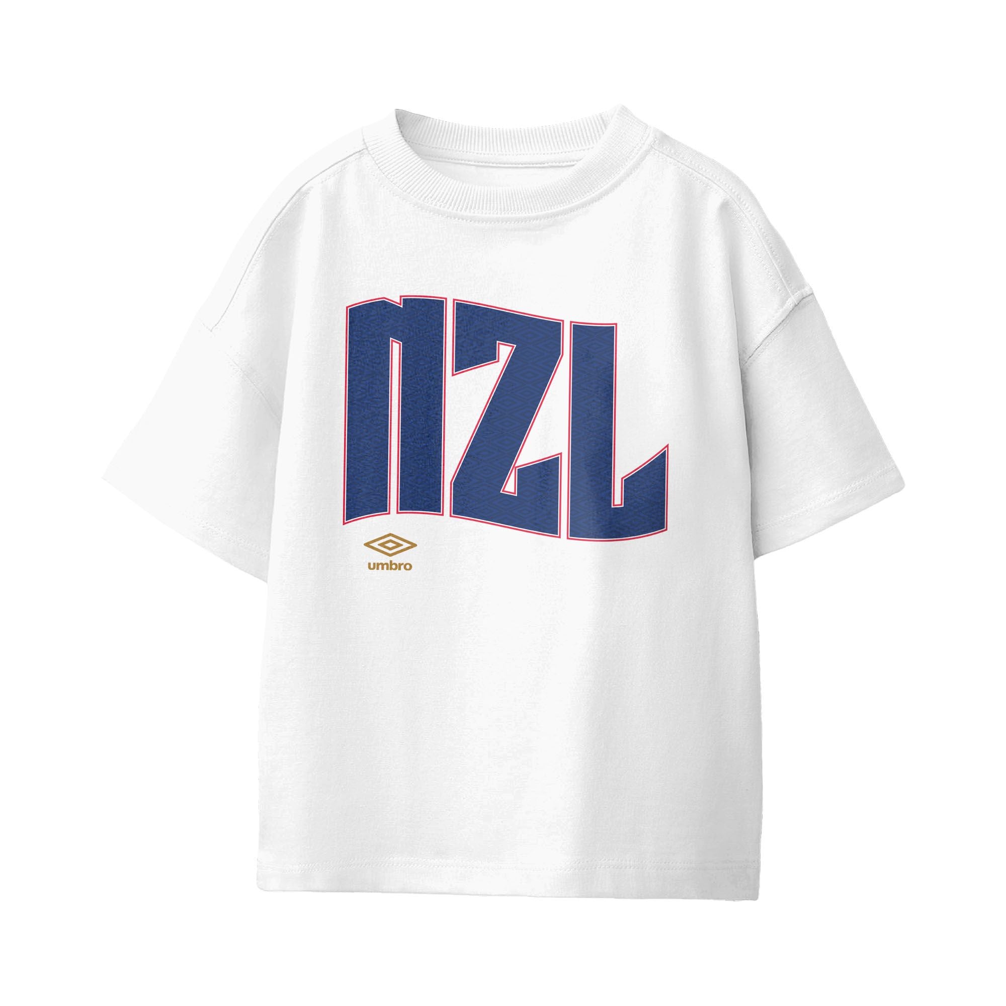 Umbro Kids Unisex New Zealand Wavy Logo T-Shirt White