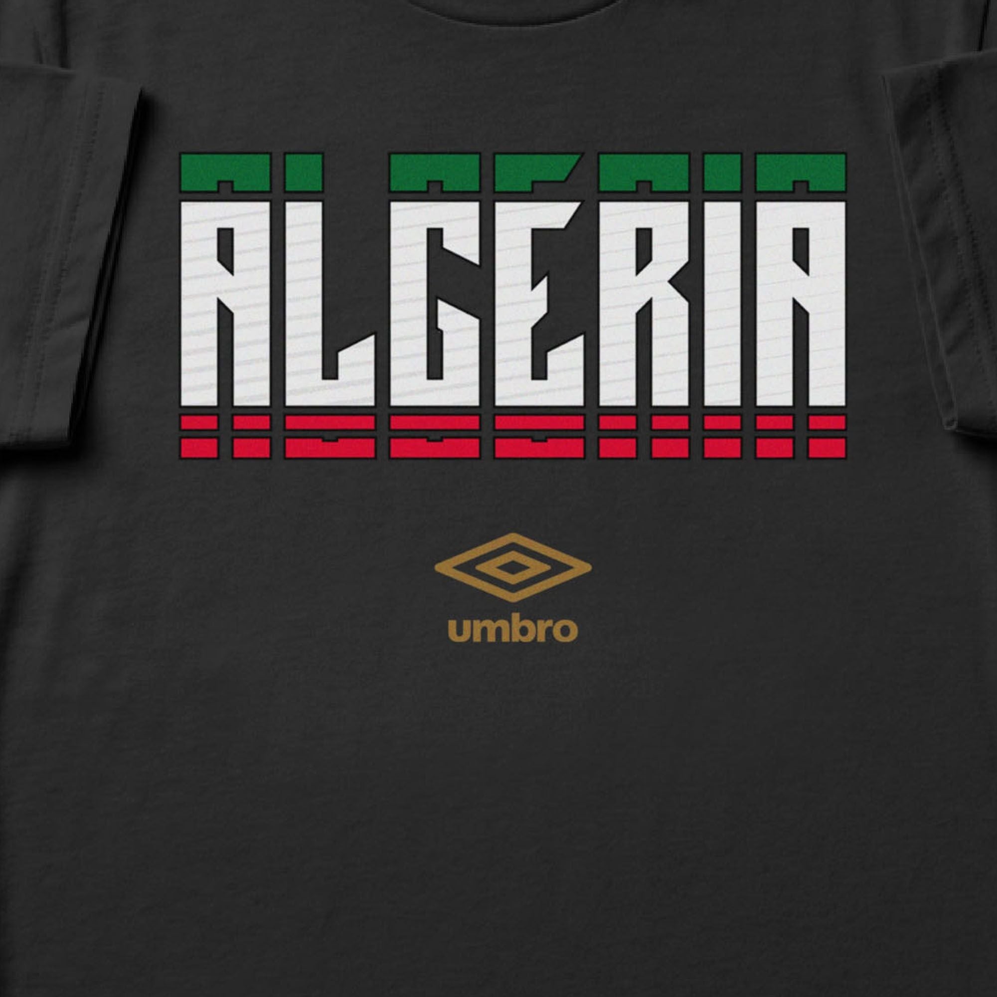 Algeria Stacked black soccer tee in 100% cotton - Shop men's workout tee shirts by Umbro.