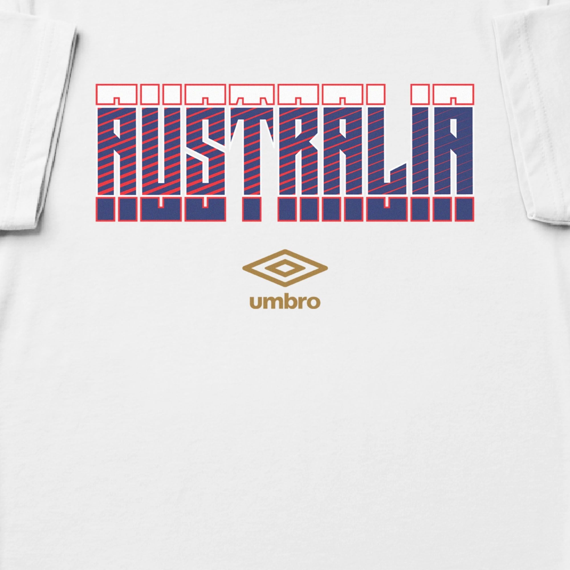 Australia Stacked white soccer t shirt in 100% cotton with short sleeves - Shop men's graphic tees by Umbro.