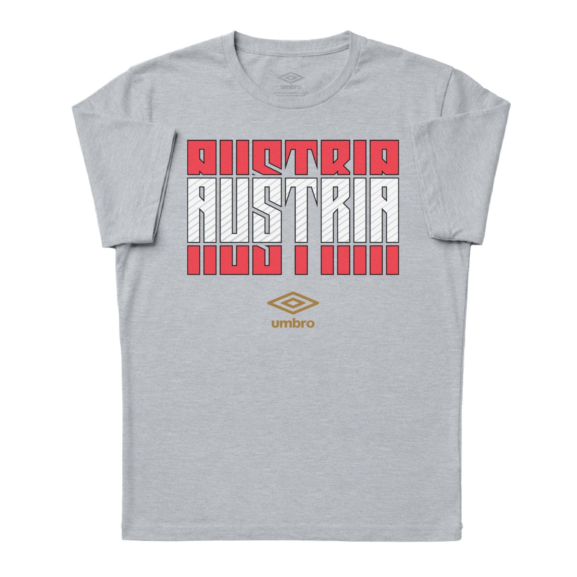 Austria Stacked grey soccer tee in 100% cotton with short sleeves and round neck - Shop men's graphic tee shirts by Umbro
