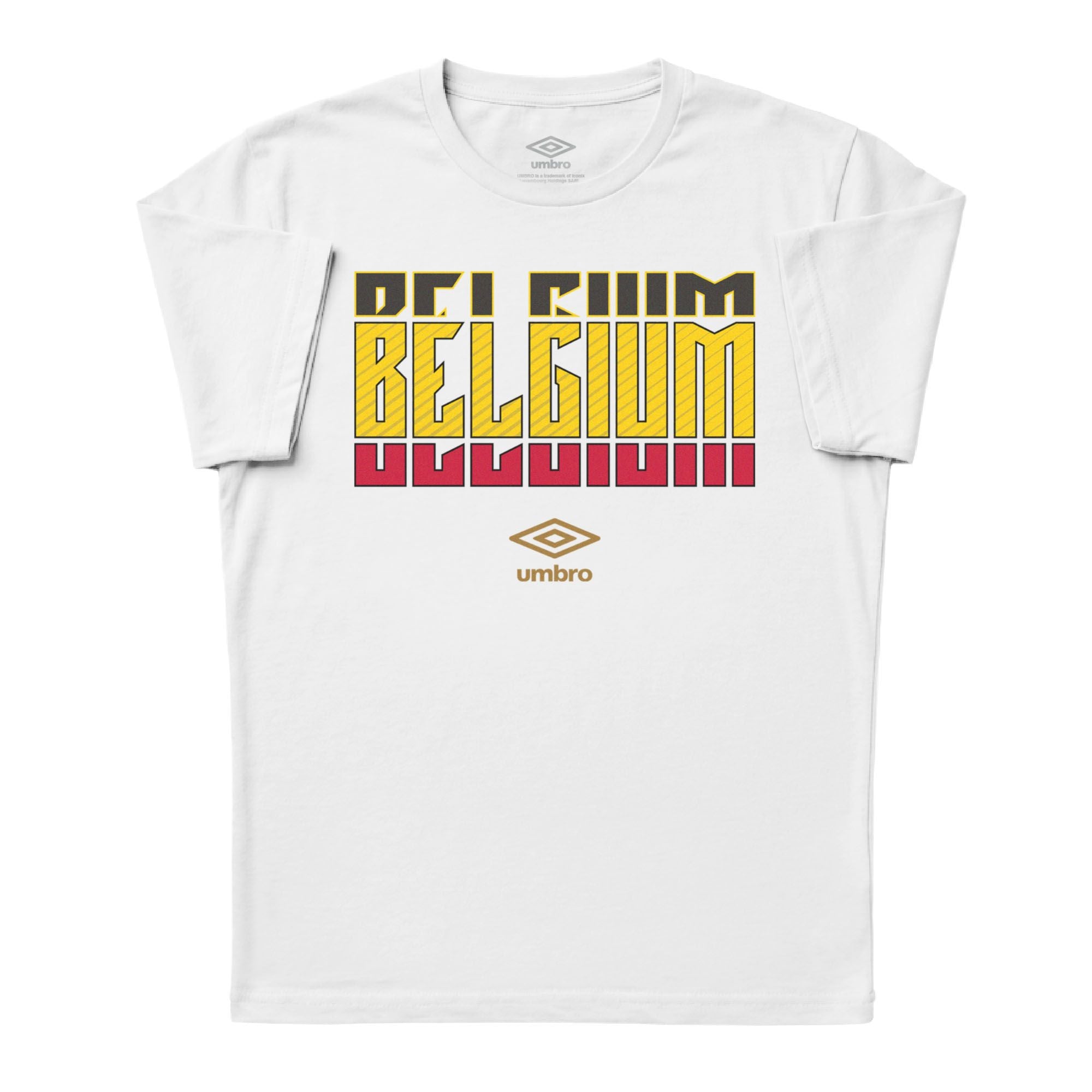 Belgium Stacked white soccer tee in cotton with short sleeves and round neck - Shop men's graphic tee shirts by Umbro