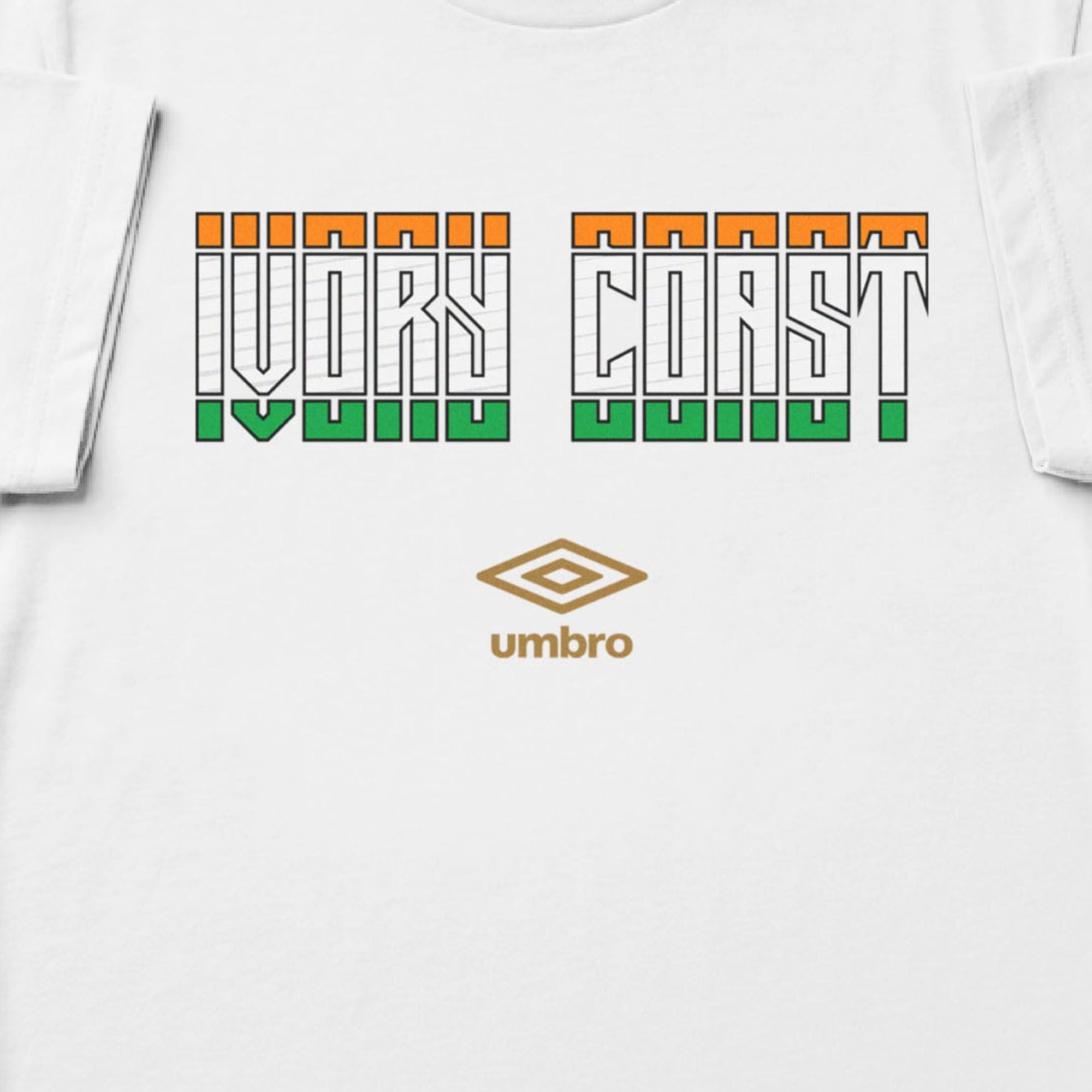 Côte d'Ivoire Stacked white soccer t shirt in 100% cotton - Shop men's workout tee shirts by Umbro.