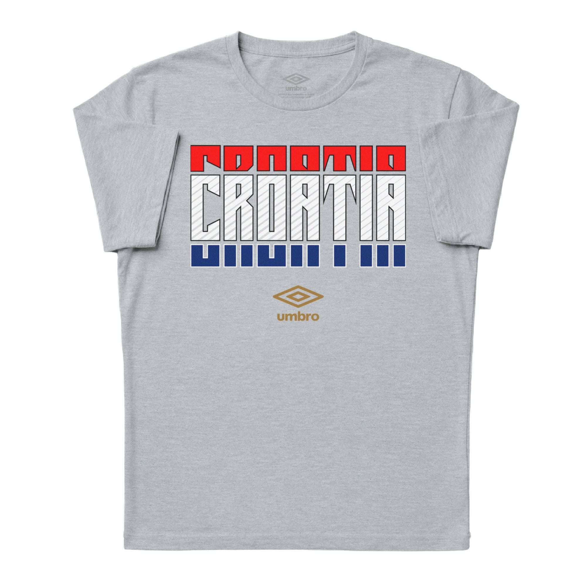 Croatia Stacked grey soccer tee in cotton with short sleeves and round neck - Shop men's graphic tee shirts by Umbro.