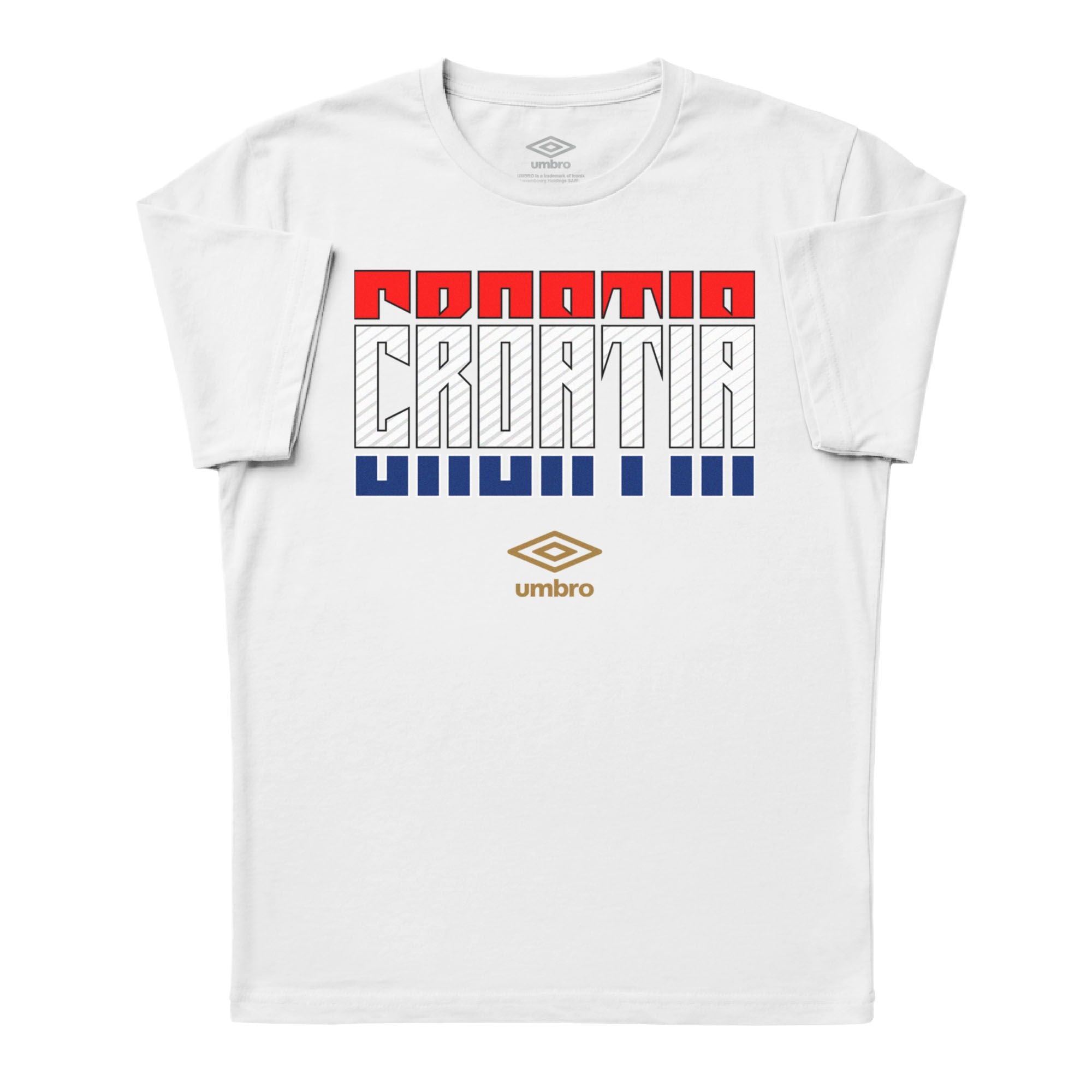 Croatia Stacked white soccer tee in cotton with short sleeves - Shop men's workout tee shirts by Umbro.