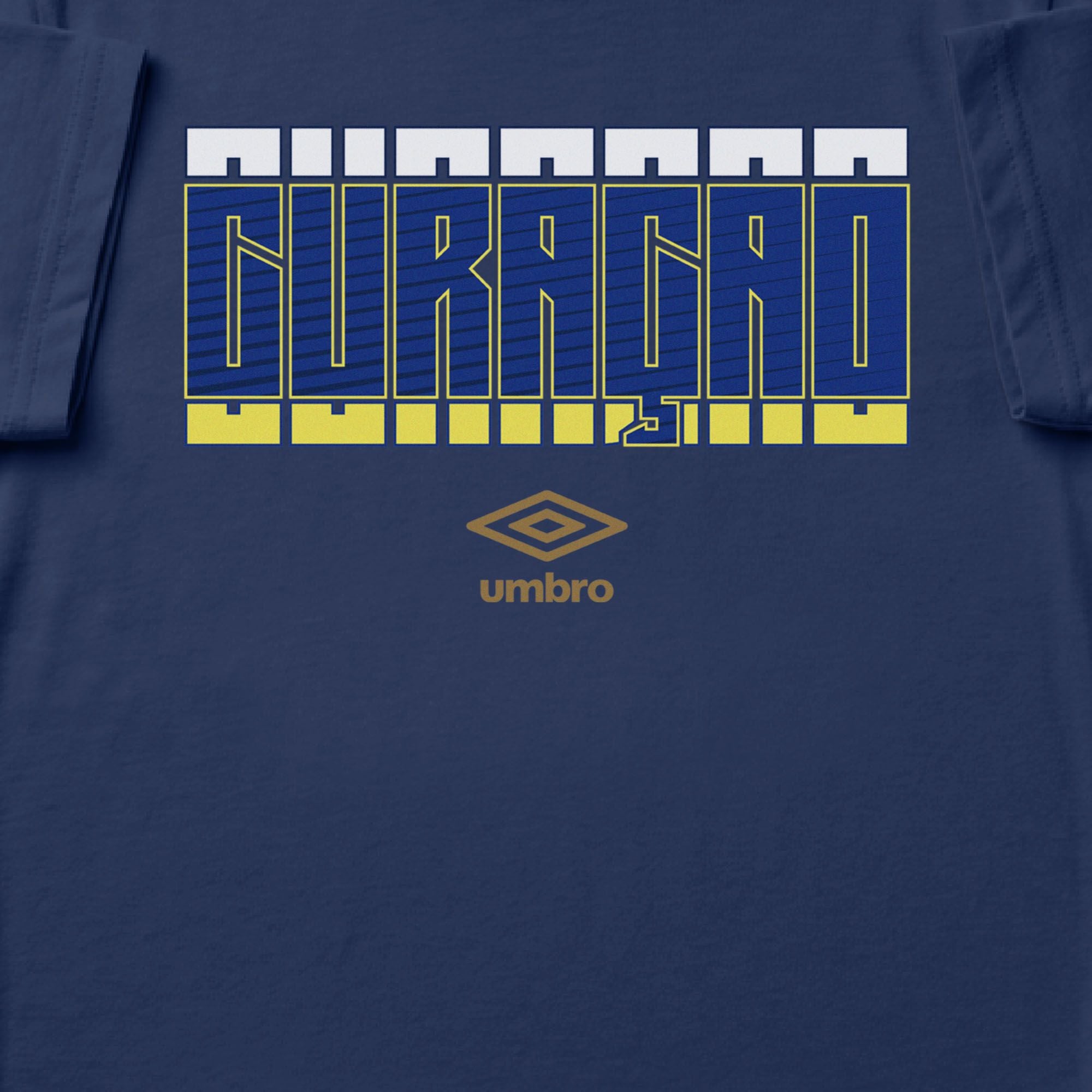 Curaçao Stacked navy blue soccer t shirt in 100% cotton with short sleeves - Shop men's workout tees by Umbro