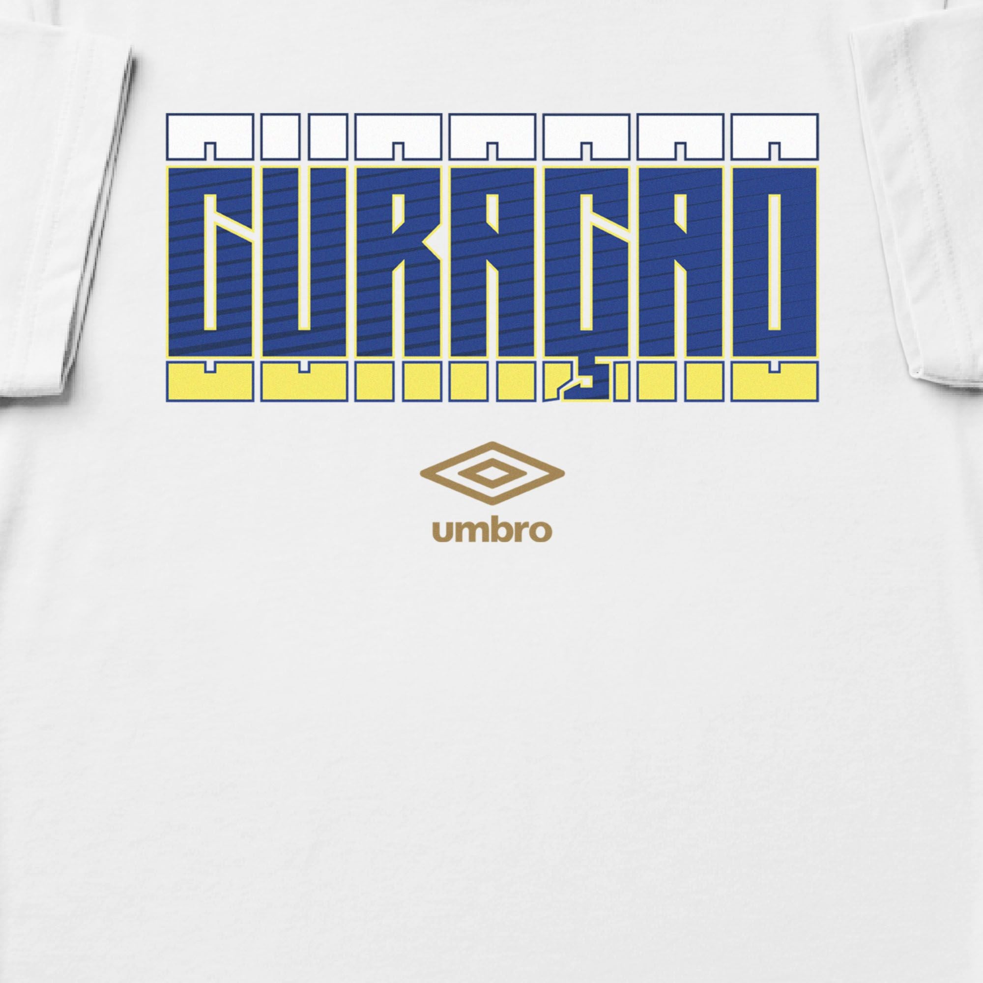 Curaçao Stacked white soccer t shirt in 100% cotton with short sleeves - Shop men's workout tees by Umbro.