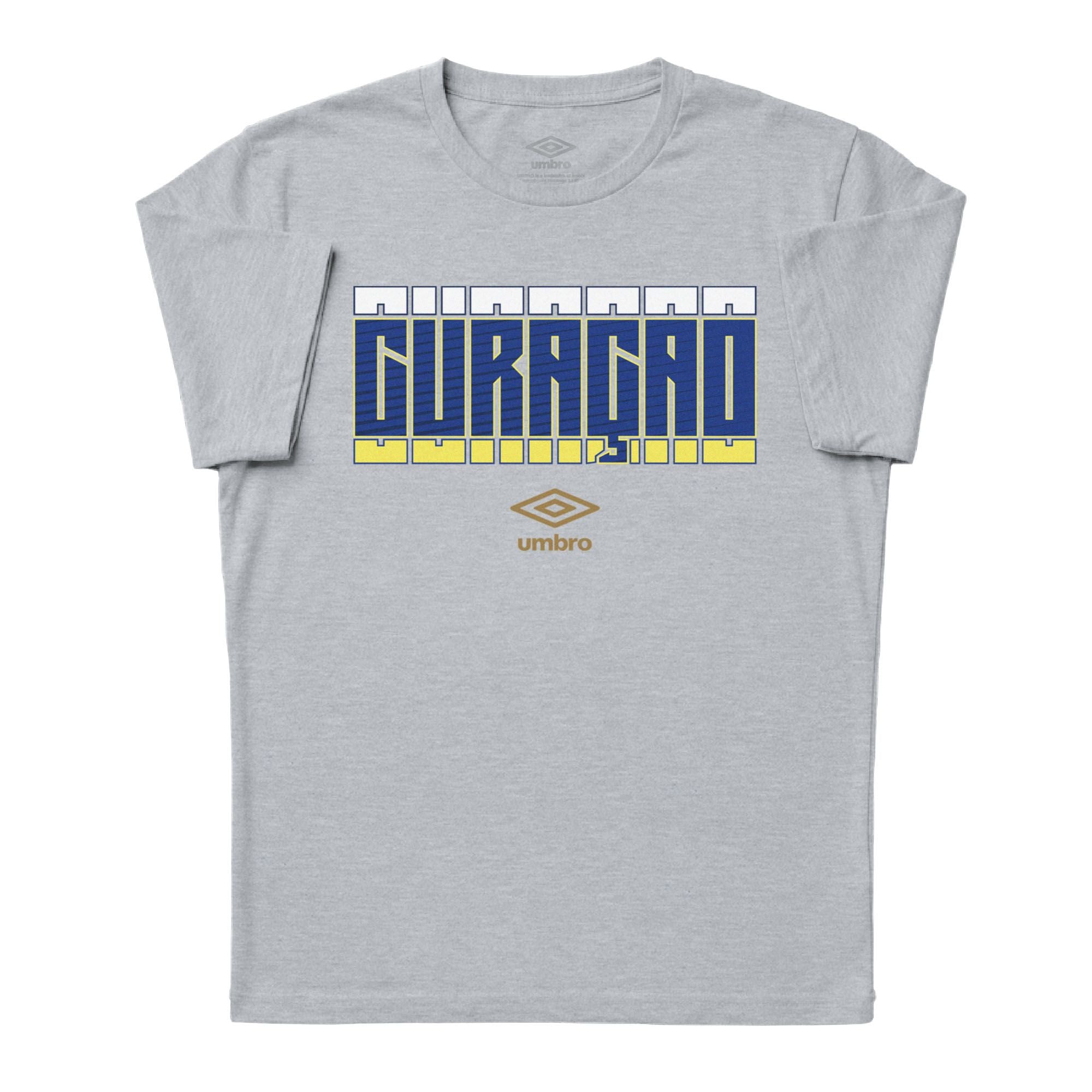 Curaçao Stacked grey soccer tee in 100% cotton with short sleeves and round neck - Shop men's workout tees by Umbro.