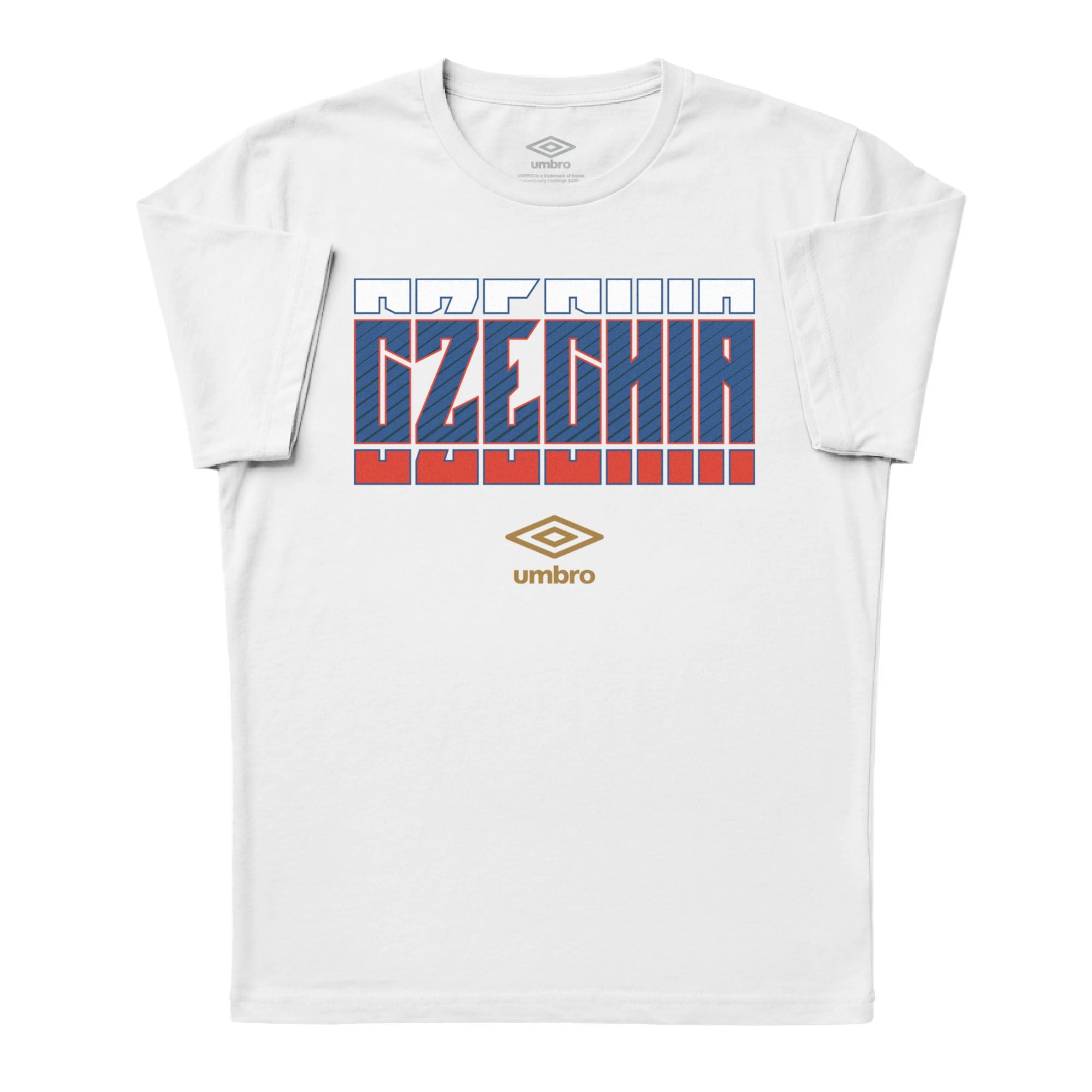 Czechia Stacked white soccer tee in 100% cotton with short sleeves and round neck - Shop men's workout tees by Umbro.